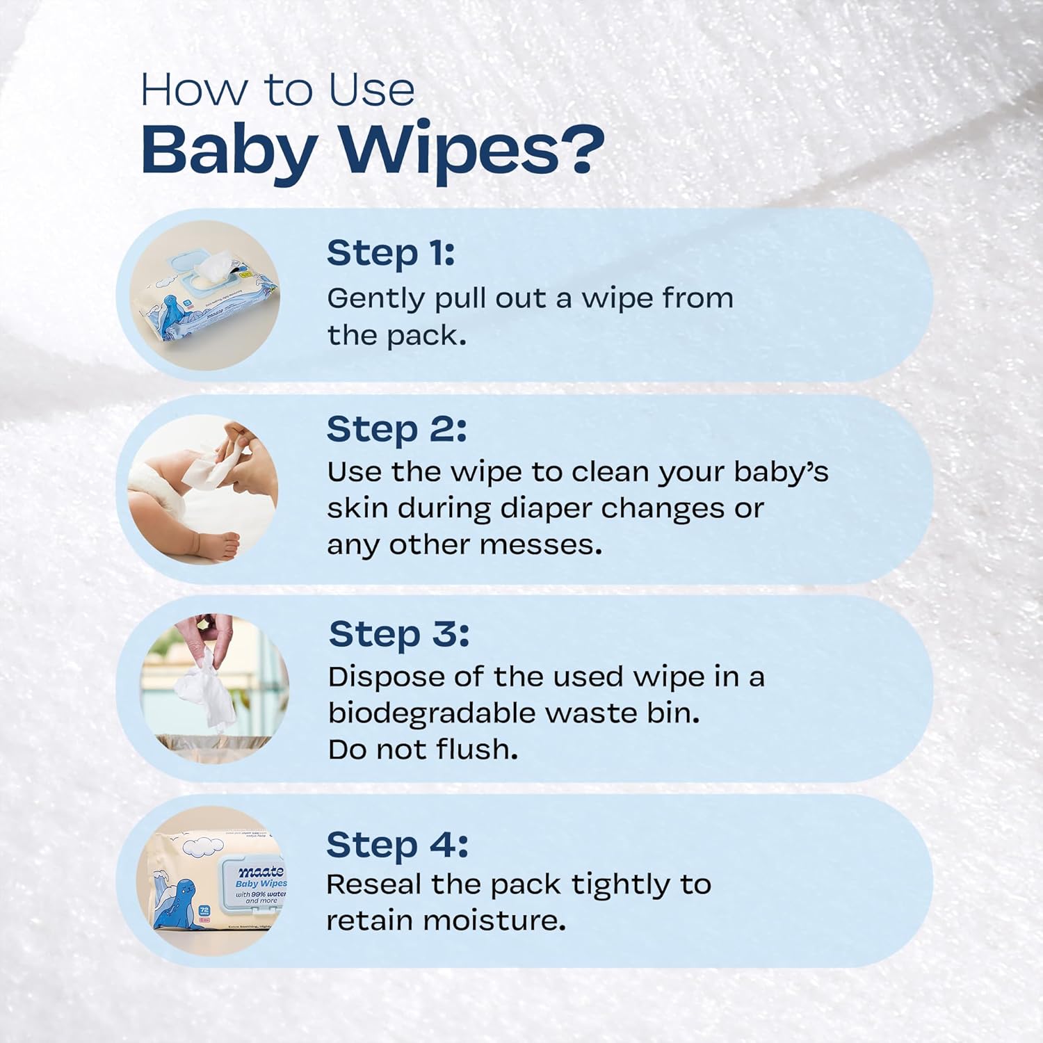 Maate Baby Wipes 72 Wipes | Hypoallergenic | Plant Squalane, Tamanu Oil & Aloe Vera | Paraben & Sulphate Free