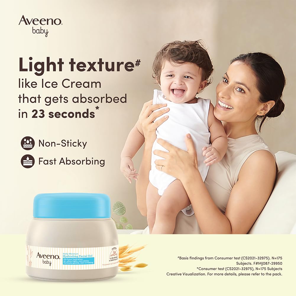 Aveeno Daily Baby  Moisture Hydrating Facial Gel (Cream) 60g I Ultra-light | moisturisation 24 hours Face cream | Triple oat extract & avocado oil I Paediatrician recommended