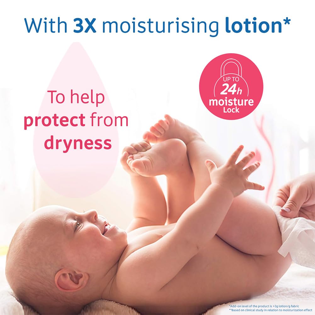 Johnson's Baby Wet Wipes 72 Wipes | Alcohol & Soap Free | 3X Moisturising Lotion | Enriched with Glycerin
