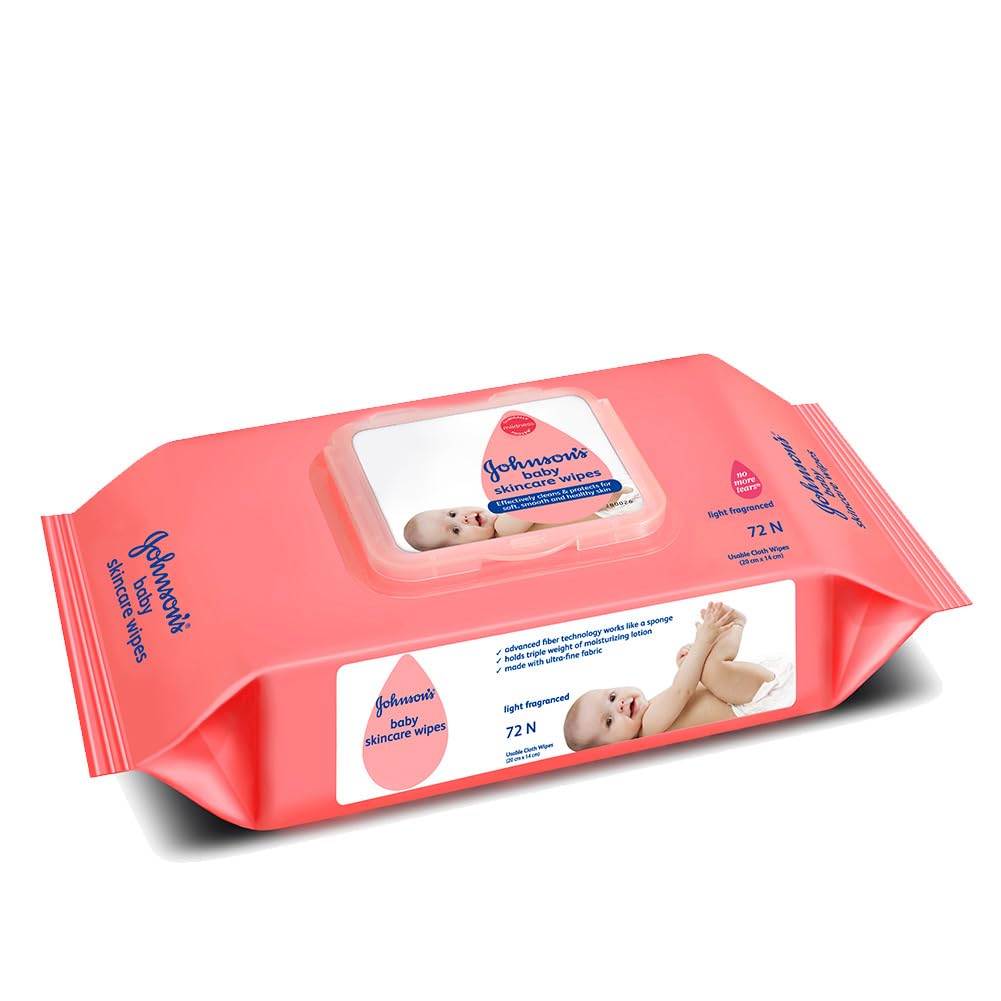 Johnson's Baby Wet Wipes 72 Wipes | Alcohol & Soap Free | 3X Moisturising Lotion | Enriched with Glycerin