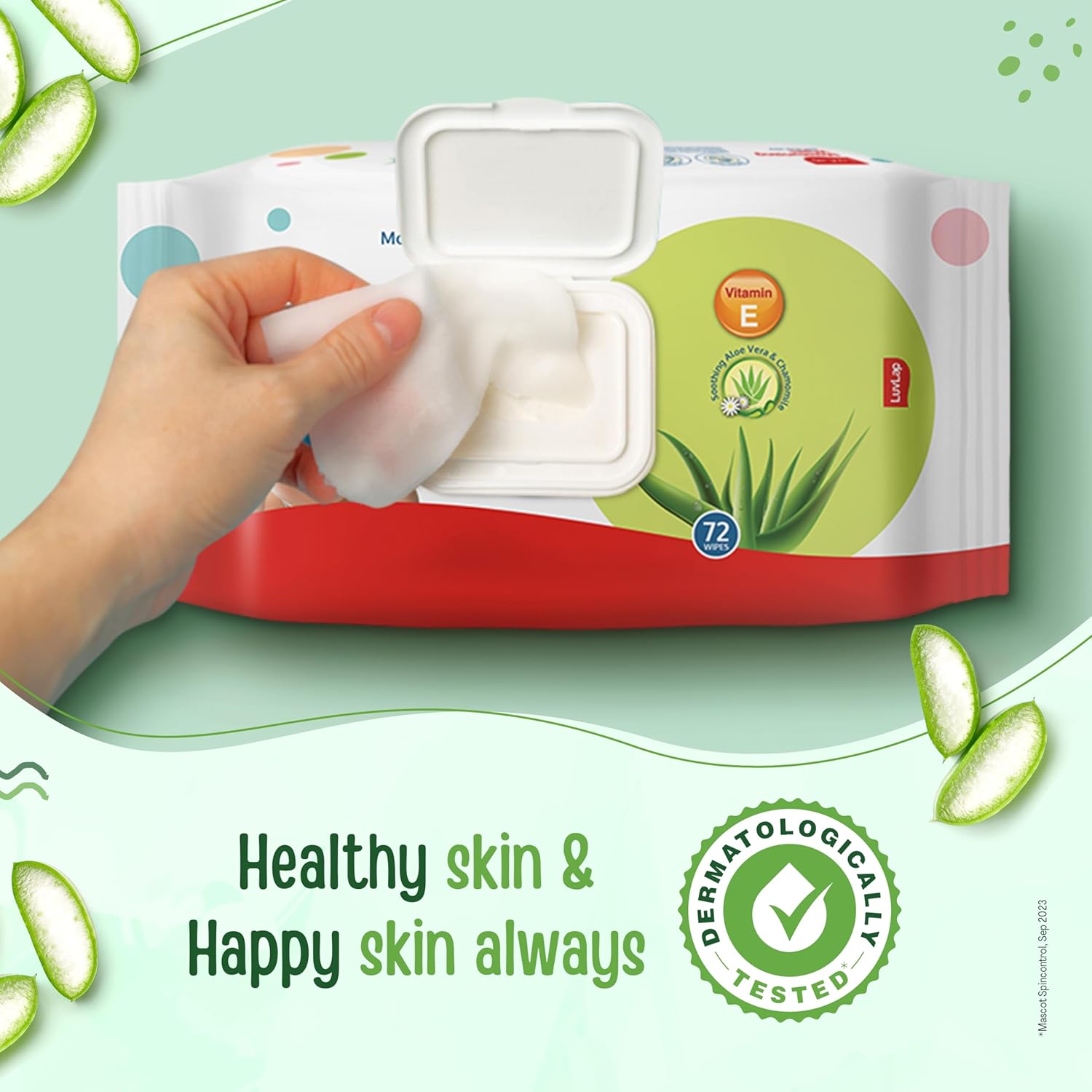 LuvLap Moisturising Baby Wipes with Aloe Vera 72 Wipes (Pack of 3) | With Lid | Gentle & Hydrating