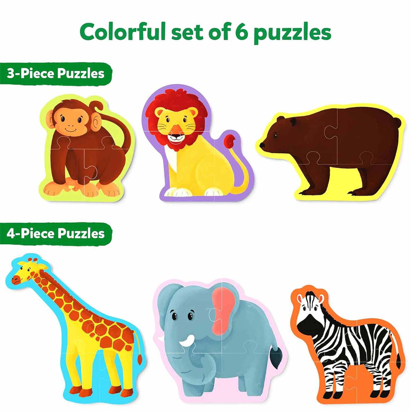Skillmatics My First Puzzle Set - 21 Piece Wild Animal Jigsaw & Toddler Puzzles, Educational Toy for Boys & Girls, Gifts for Kids Ages 3, 4, 5, 6