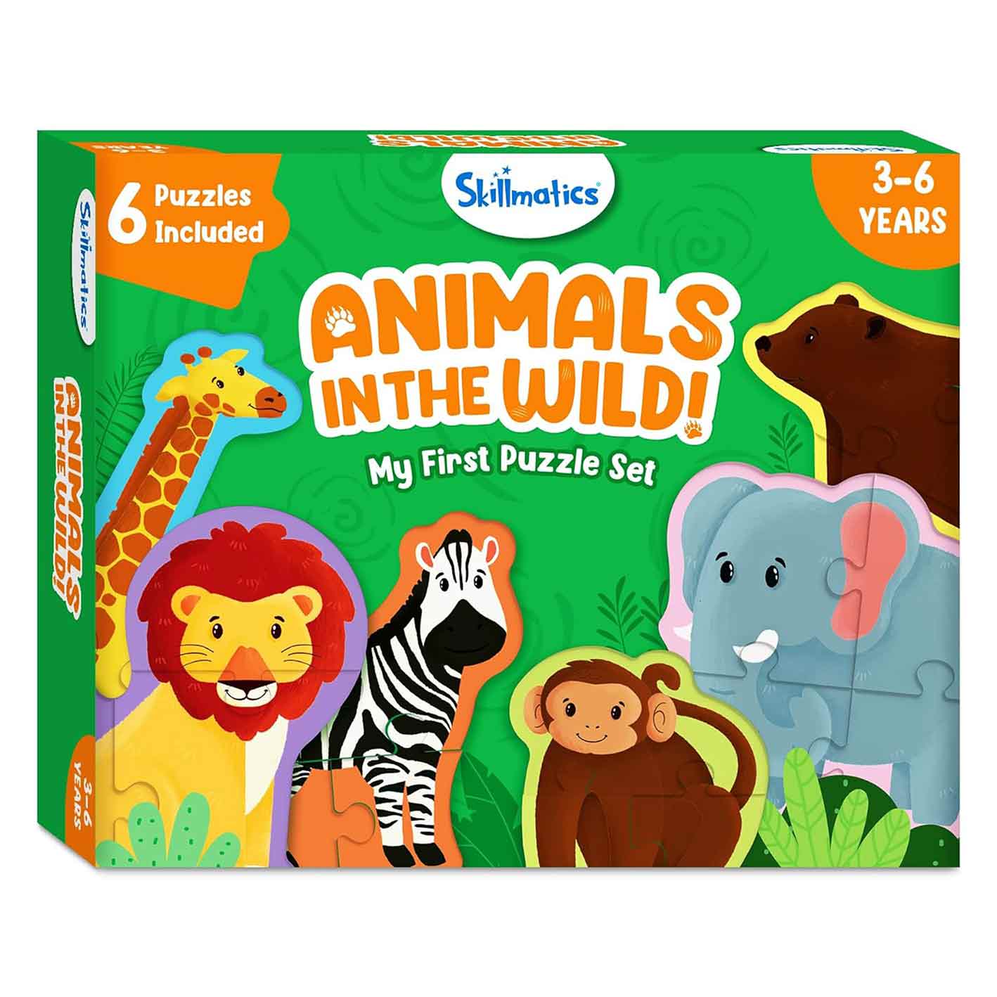 Skillmatics My First Puzzle Set - 21 Piece Wild Animal Jigsaw & Toddler Puzzles, Educational Toy for Boys & Girls, Gifts for Kids Ages 3, 4, 5, 6