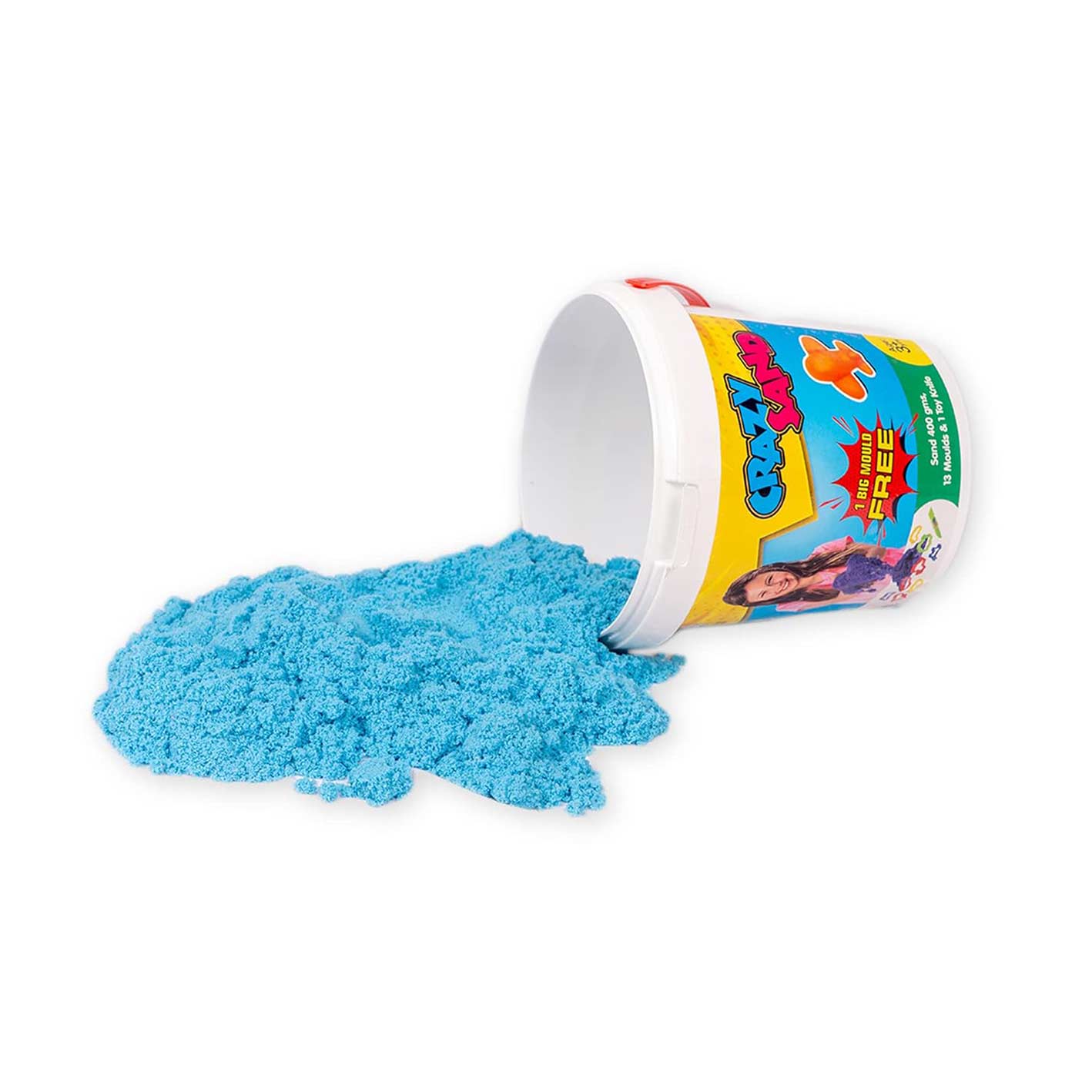 RATNA'S Crazy Sand tub with 400 GMS Sand, 12 Small Moulds and a Plastic Toy Knife(not Sharp) Multicolour (Blue)