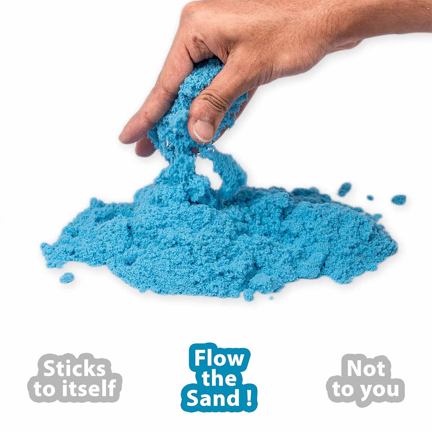 RATNA'S Crazy Sand tub with 400 GMS Sand, 12 Small Moulds and a Plastic Toy Knife(not Sharp) Multicolour (Blue)
