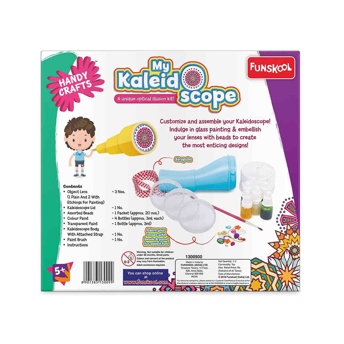 Funskool Handycrafts My Kaleidoscope, DIY Kaleidoscope, Make Your own Wheel Kaleidoscope,Art and Craft kit, DIY Kit, Ages 5 Years and Above, Multicolour