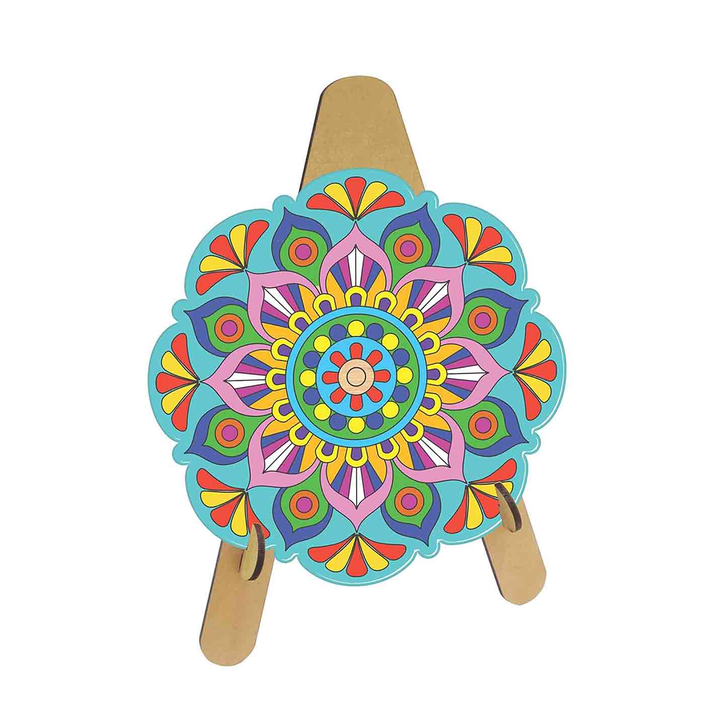 RATNA'S Wooden Mandala Art The Coloring Kit with 6 Design MDF Frame & Water Color for Kids