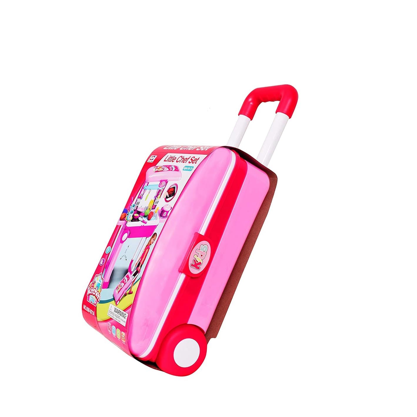 Little Laughs Little Chef 2 in 1 Kitchen Play Set, Pretend Play Trolly Kitchen Kit for Kids with Suitcase Trolley Carrycase with Sound - Accessories Included