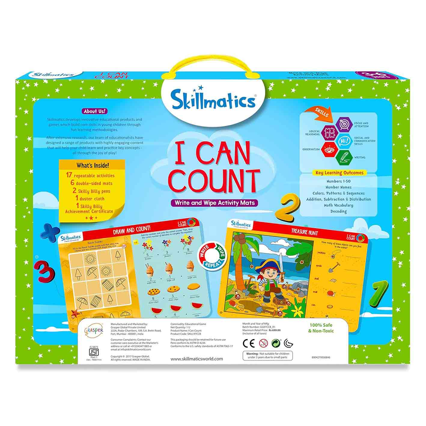 Skillmatics Educational Game - Shapes and Patterns, Reusable Activity Mats with Dry Erase Marker, Gifts, Travel Toy, Ages 3 to 6