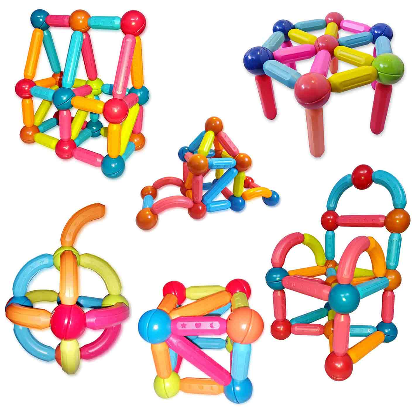 KIPA GAMING MagPlay Roundle | 32-Piece Magnetic Sticks and Blocks Building Set - Educational STEM Toy for Toddlers (3+ Years) - Montessori Learning and Construction Kit