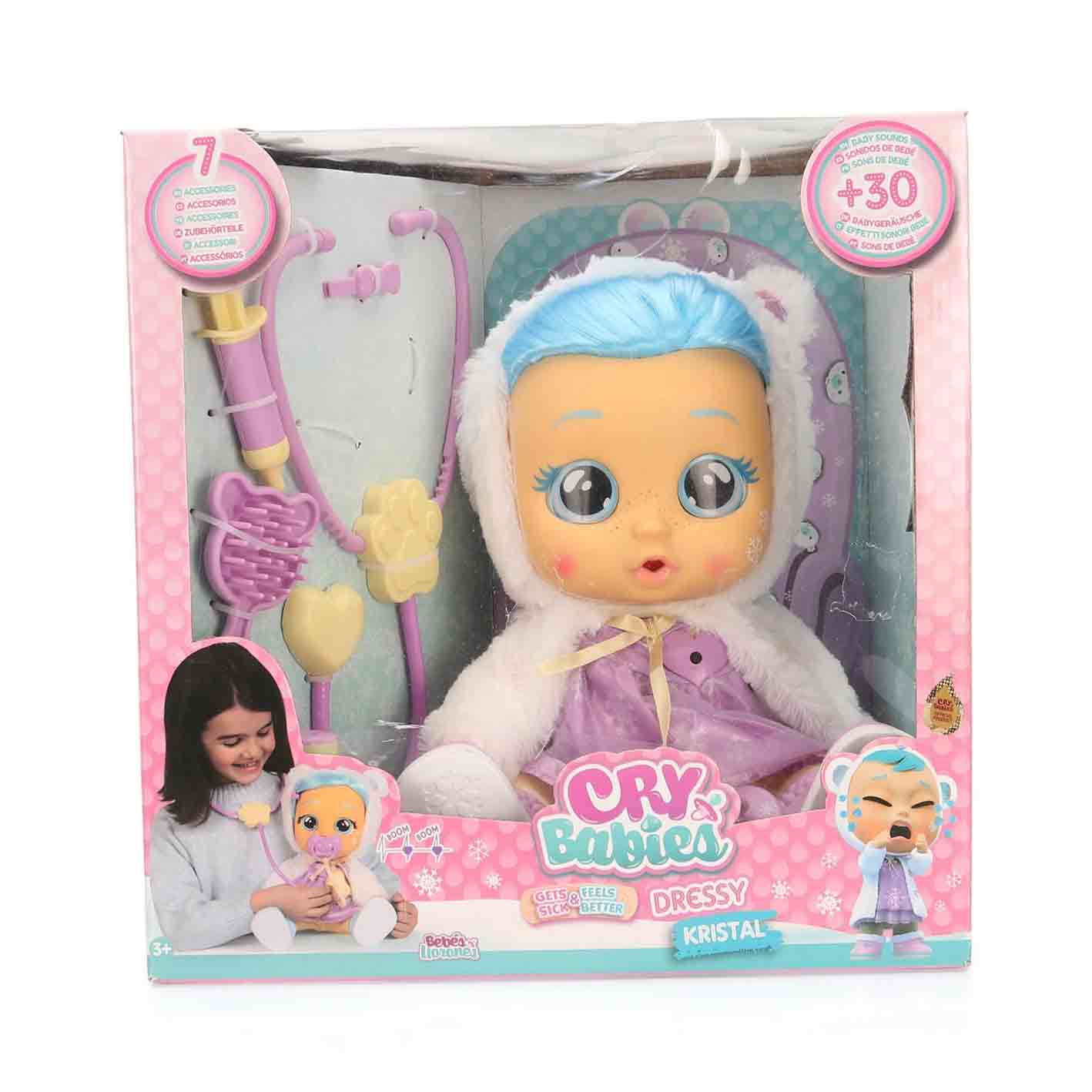 Cry Babies Battery Operated Dressy Kristal Gets Sick Baby Doll Multicolor - Height 27 Cm