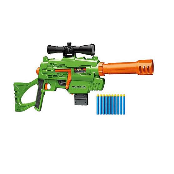 Buzz Bee Air Warrior Master Tek Blaster Toy Gun with Comes wth a Scope, Barrel, a Magazine and 10 Long Distance Darts