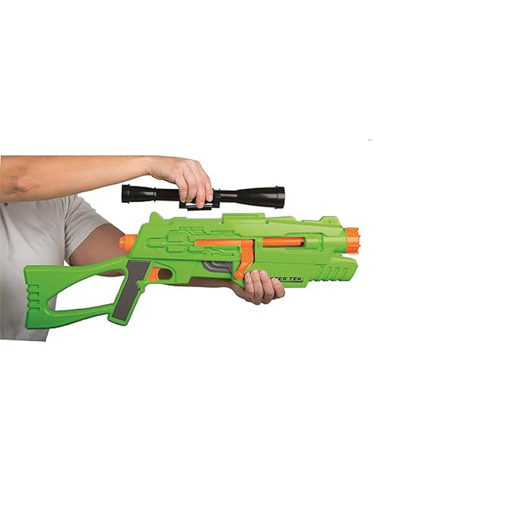 Buzz Bee Air Warrior Master Tek Blaster Toy Gun with Comes wth a Scope, Barrel, a Magazine and 10 Long Distance Darts