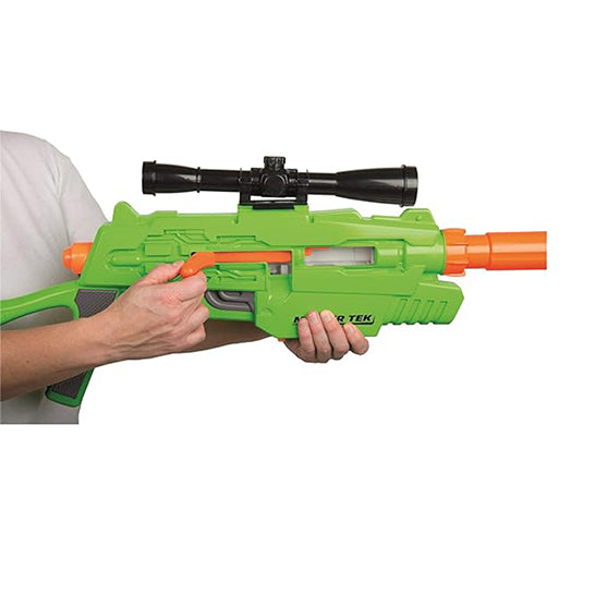 Buzz Bee Air Warrior Master Tek Blaster Toy Gun with Comes wth a Scope, Barrel, a Magazine and 10 Long Distance Darts