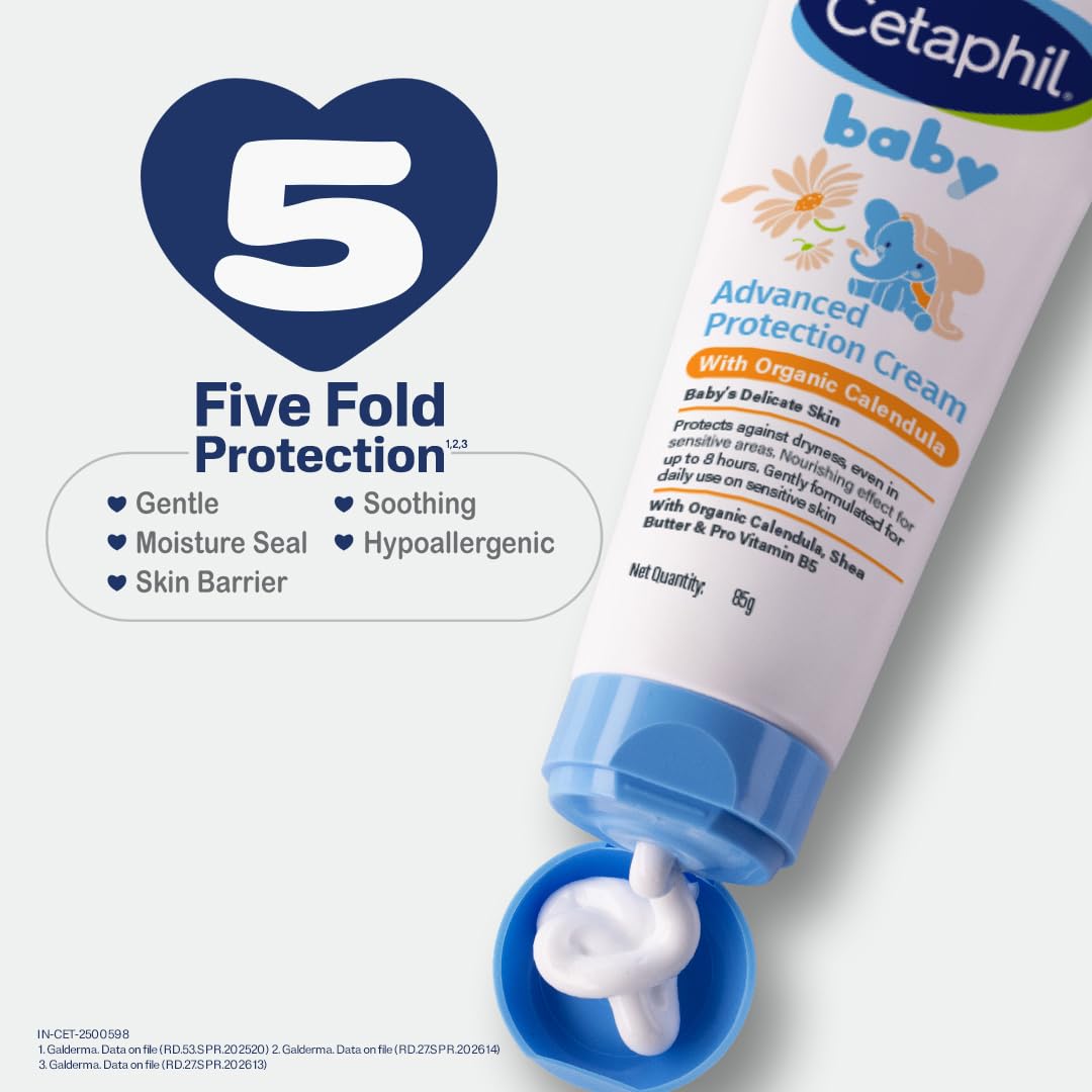 Cetaphil Baby Cream 85g – Gentle Face & Body Moisturizer with Organic Calendula | Soft & Hydrating