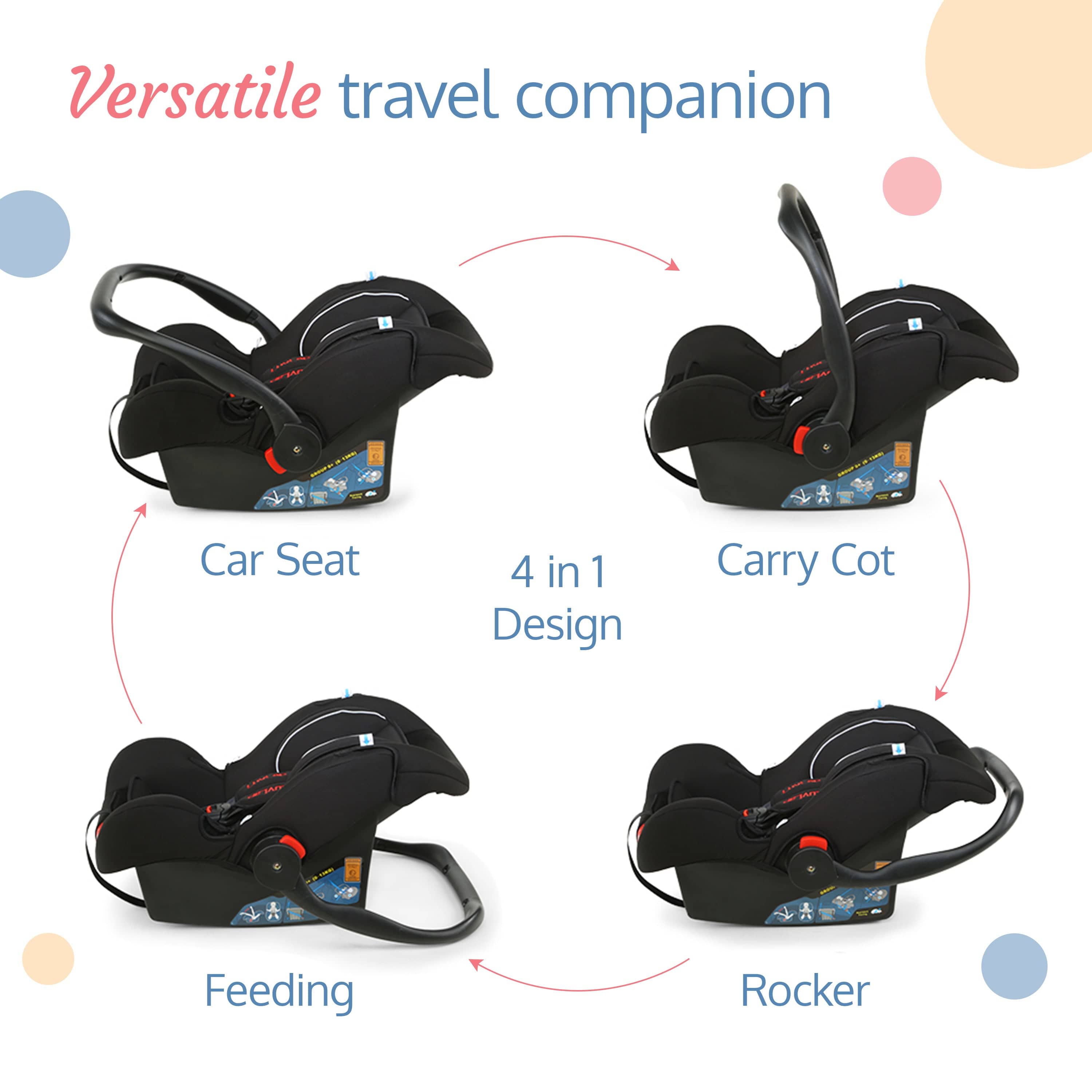 LuvLap Infant Baby Car Seat Cum Carry Cot, Black