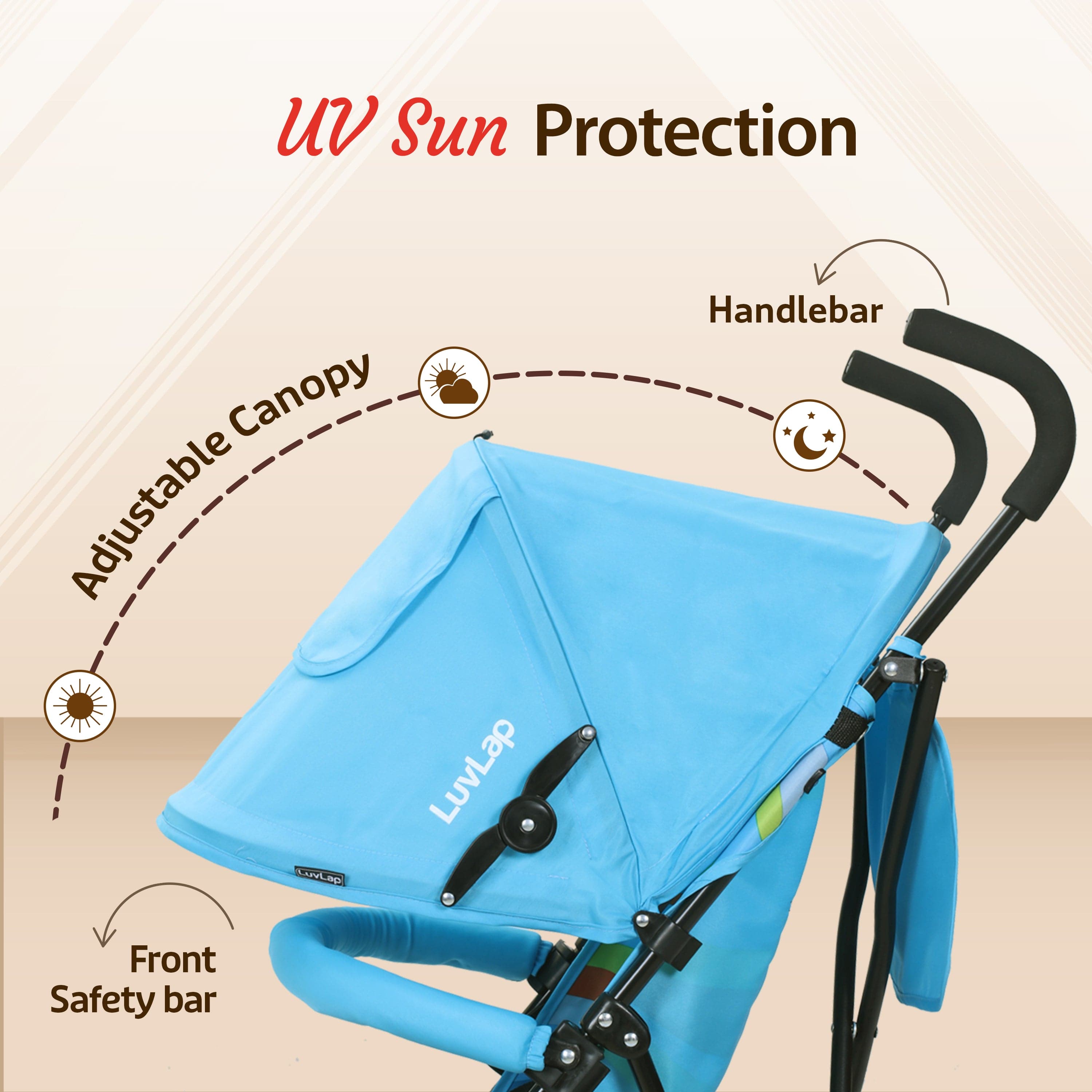 luvlap Tutti Frutti Baby Stroller Buggy, Light Blue