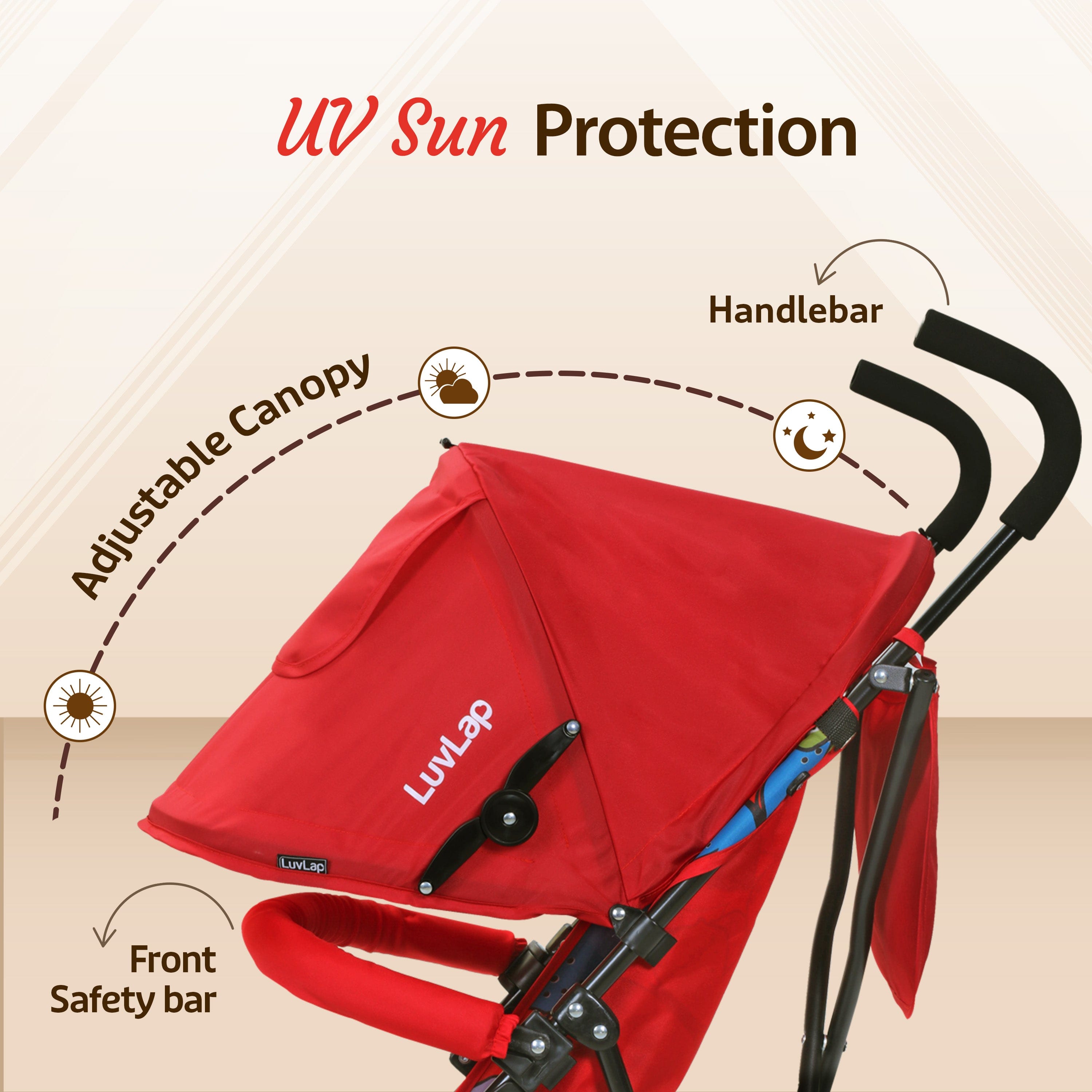 luvlap Tutti Frutti Baby Stroller Buggy, Red