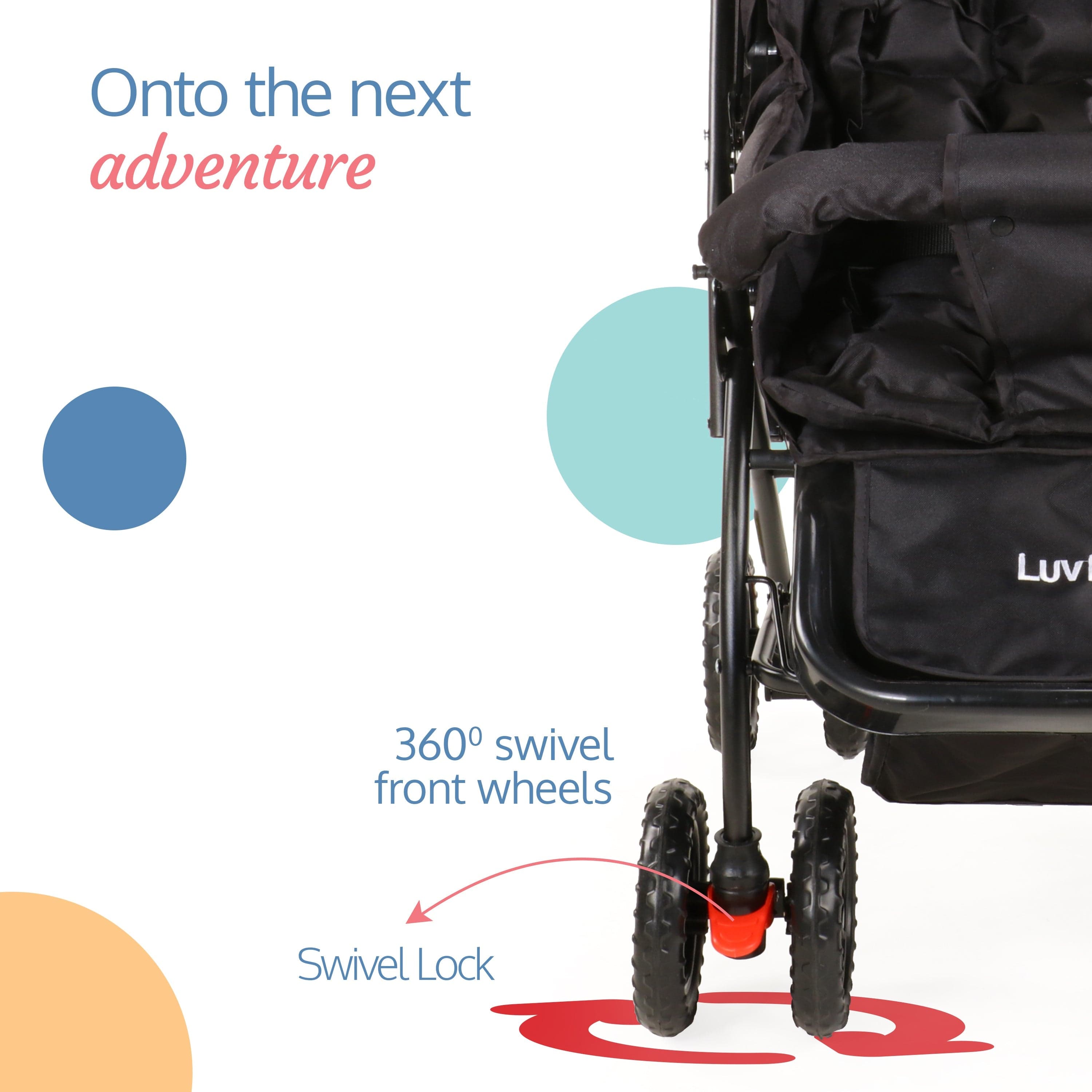 luvlap Starshine Baby Stroller/Pram for 0 to 3 Years, New Born/Toddler/Kid, Lightweight, Adjustable backrest, 360° Swivel Wheel, Large Storage Basket, Reversible Handlebar (Black)