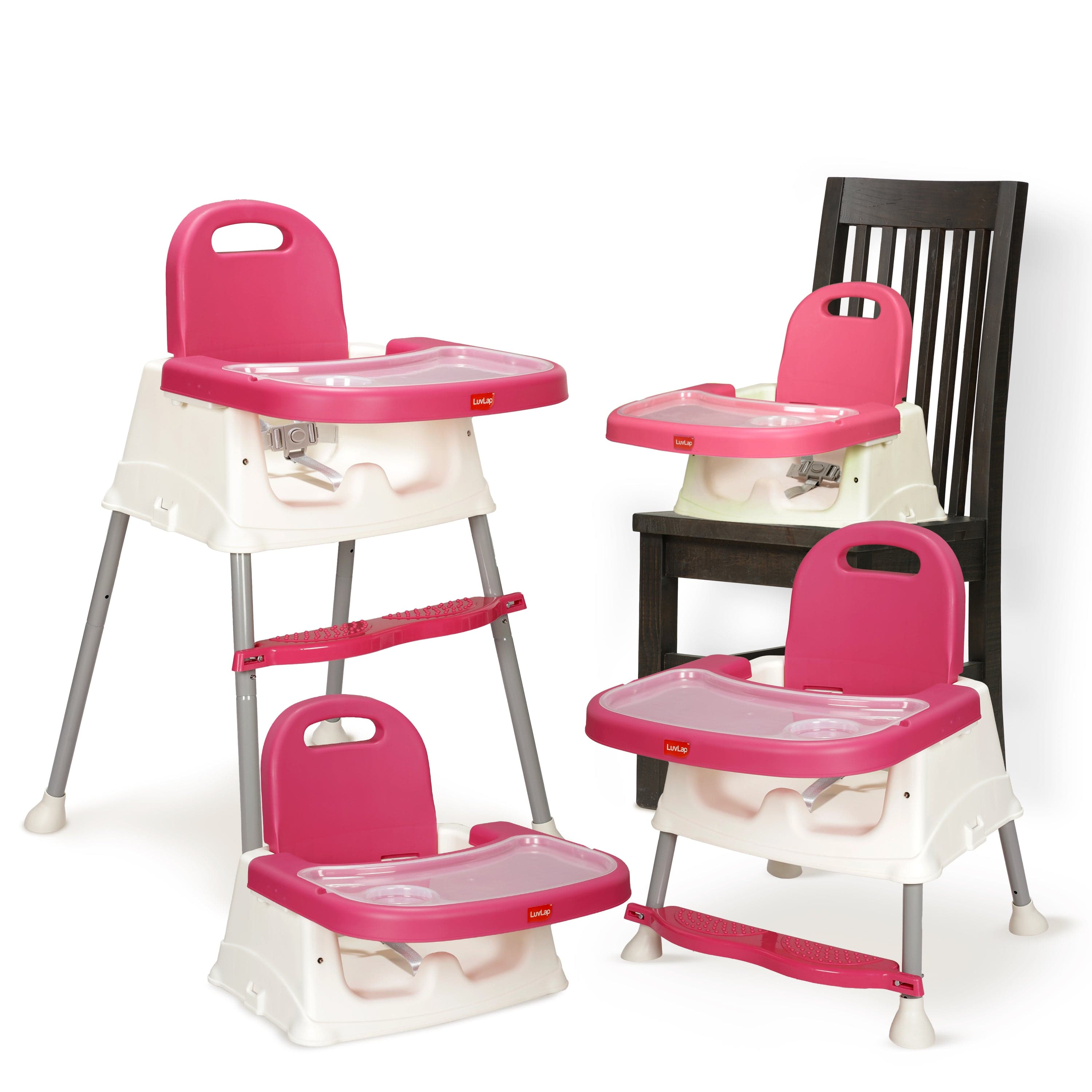 luvlap 4 in 1 Convertible Baby High Chair with footrest, Convertible to High Chair, Low Chair, & Booster Seat, Essential for Baby Feeding (Pink)