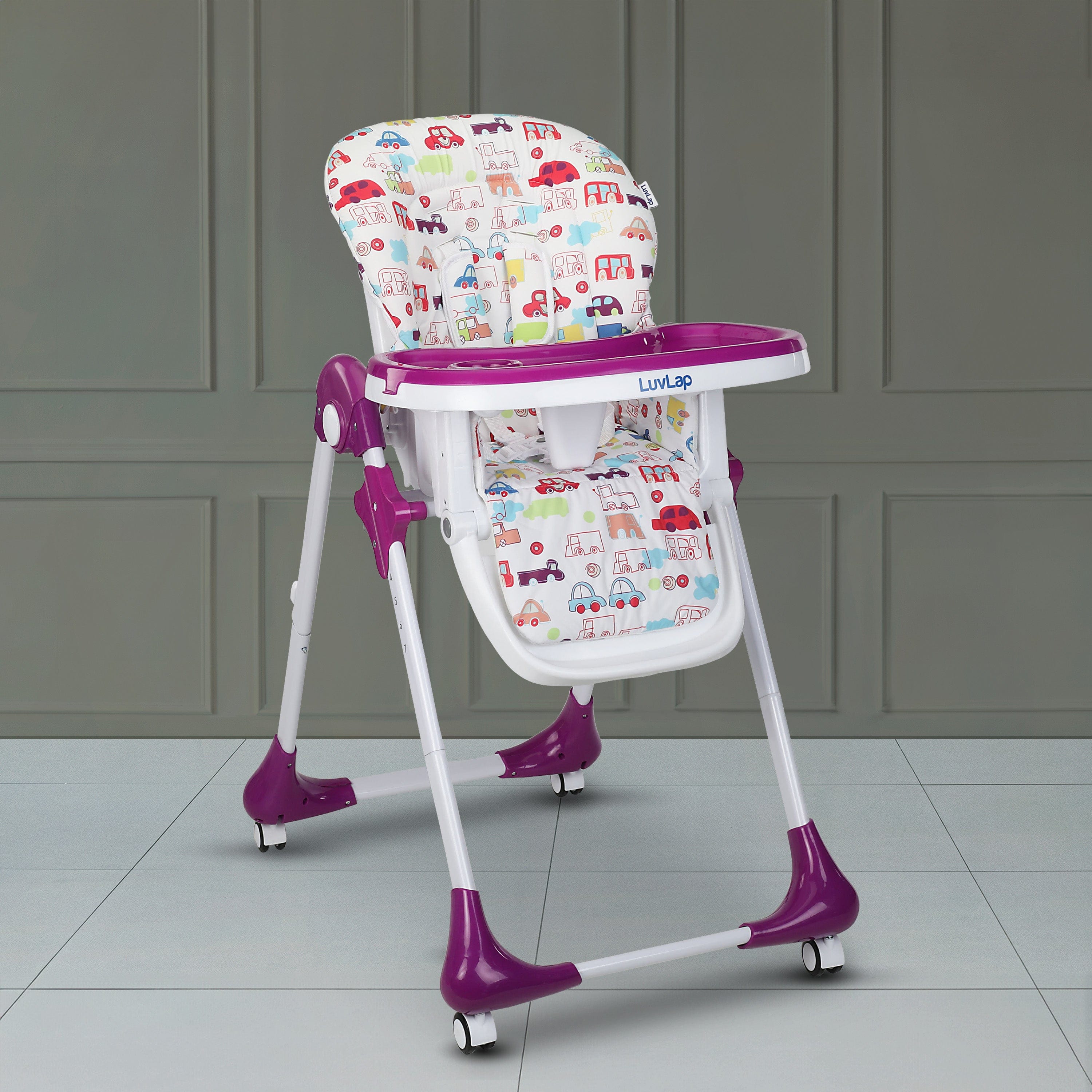 luvlap Royal High Chair for Baby, En 71 Certified, 3 Position Recline, Baby Feeding Chair with 7 Level Height Adjustment, Adjustable Footrest, 6 Months+ (Purple)