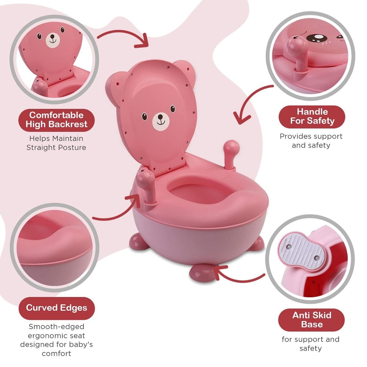 LuvLap Tedclub Baby Potty Seat, Pink