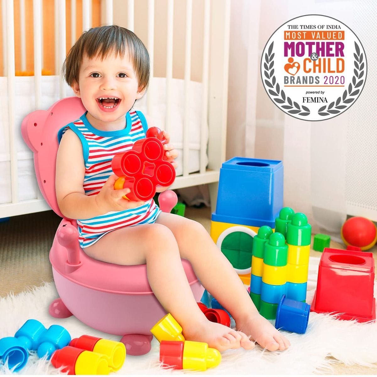 LuvLap Tedclub Baby Potty Seat, Pink