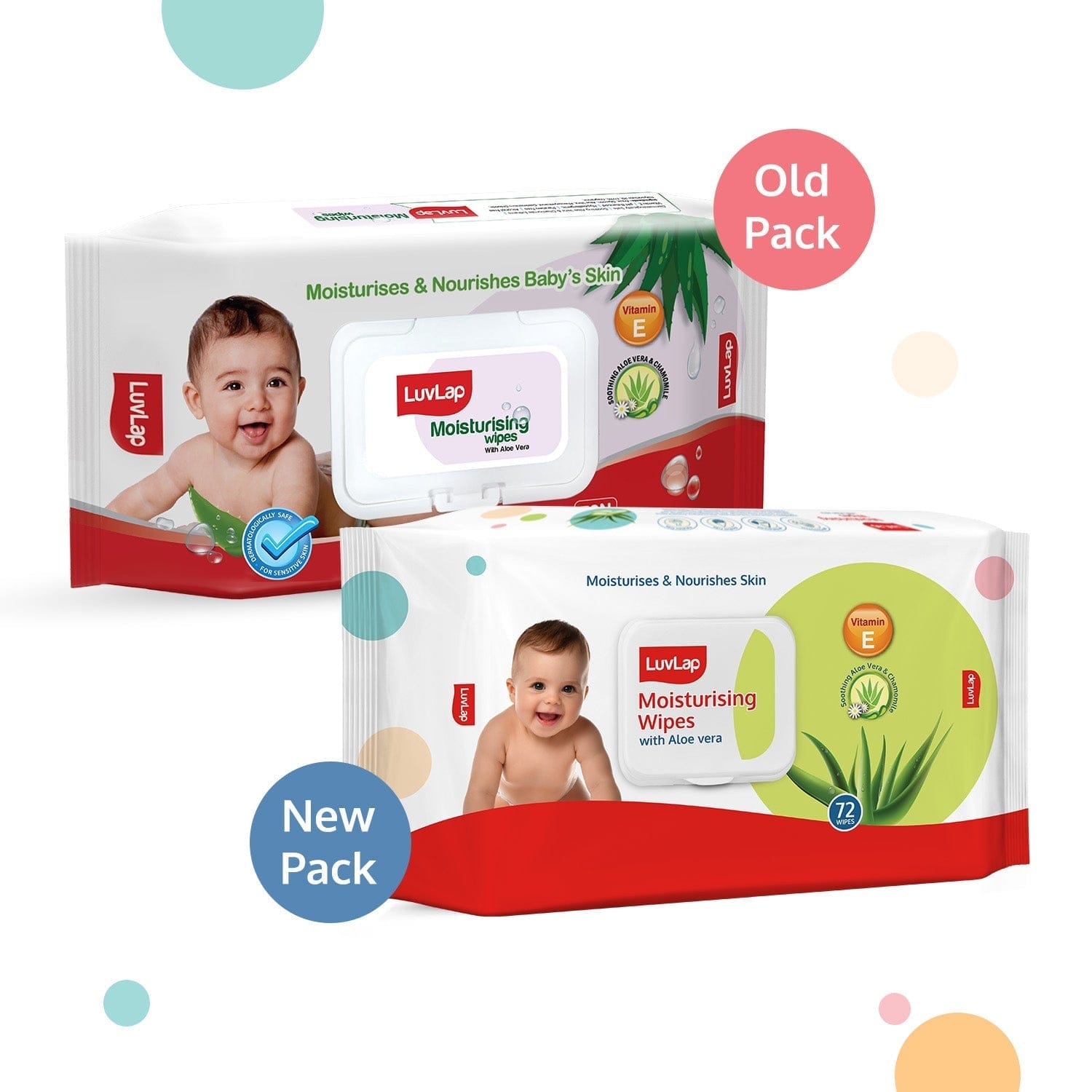 LuvLap Baby Wipes with Aloe Vera, with Flip-top Lid - Pack of 6
