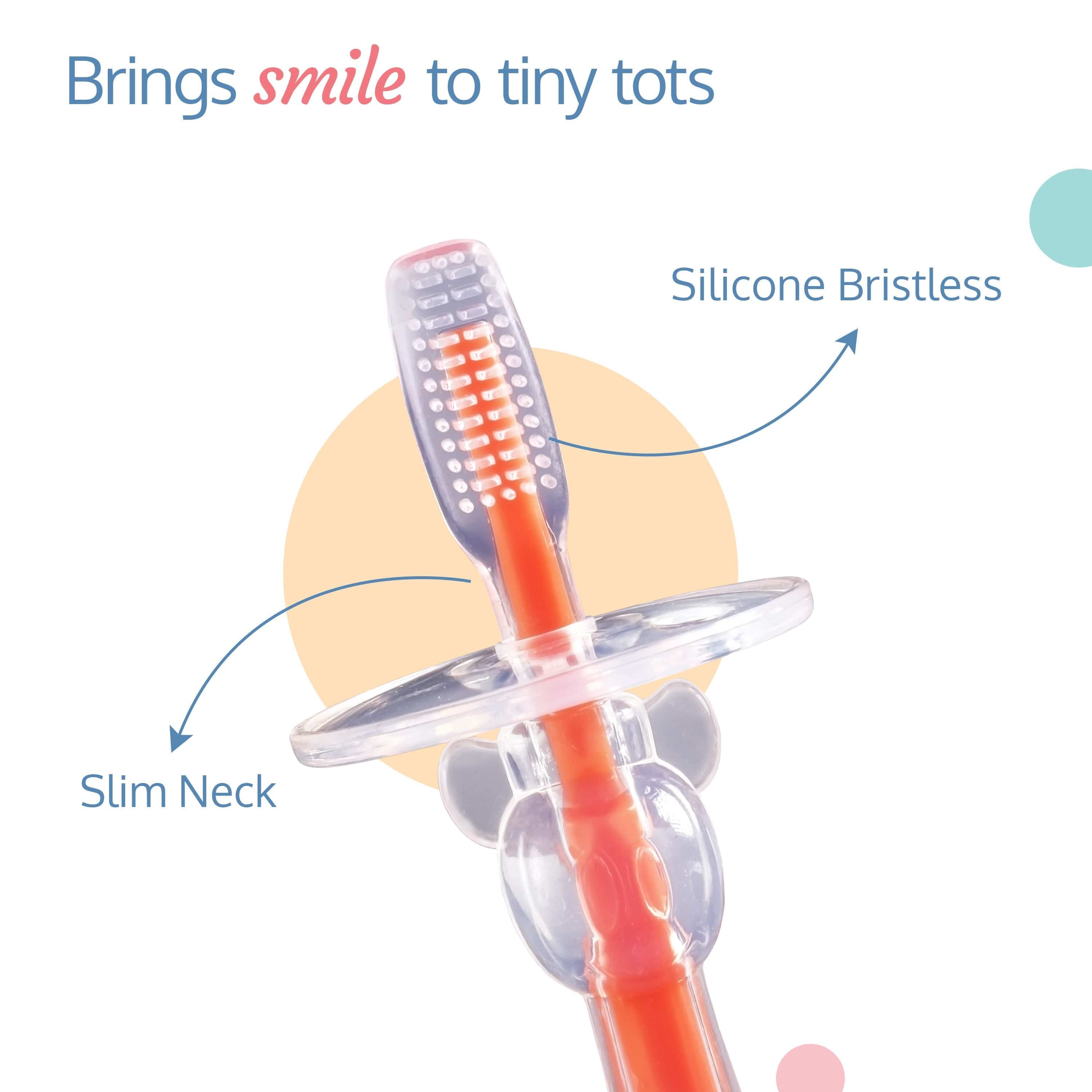 LuvLap Silicone Training Toothbrush, Orange