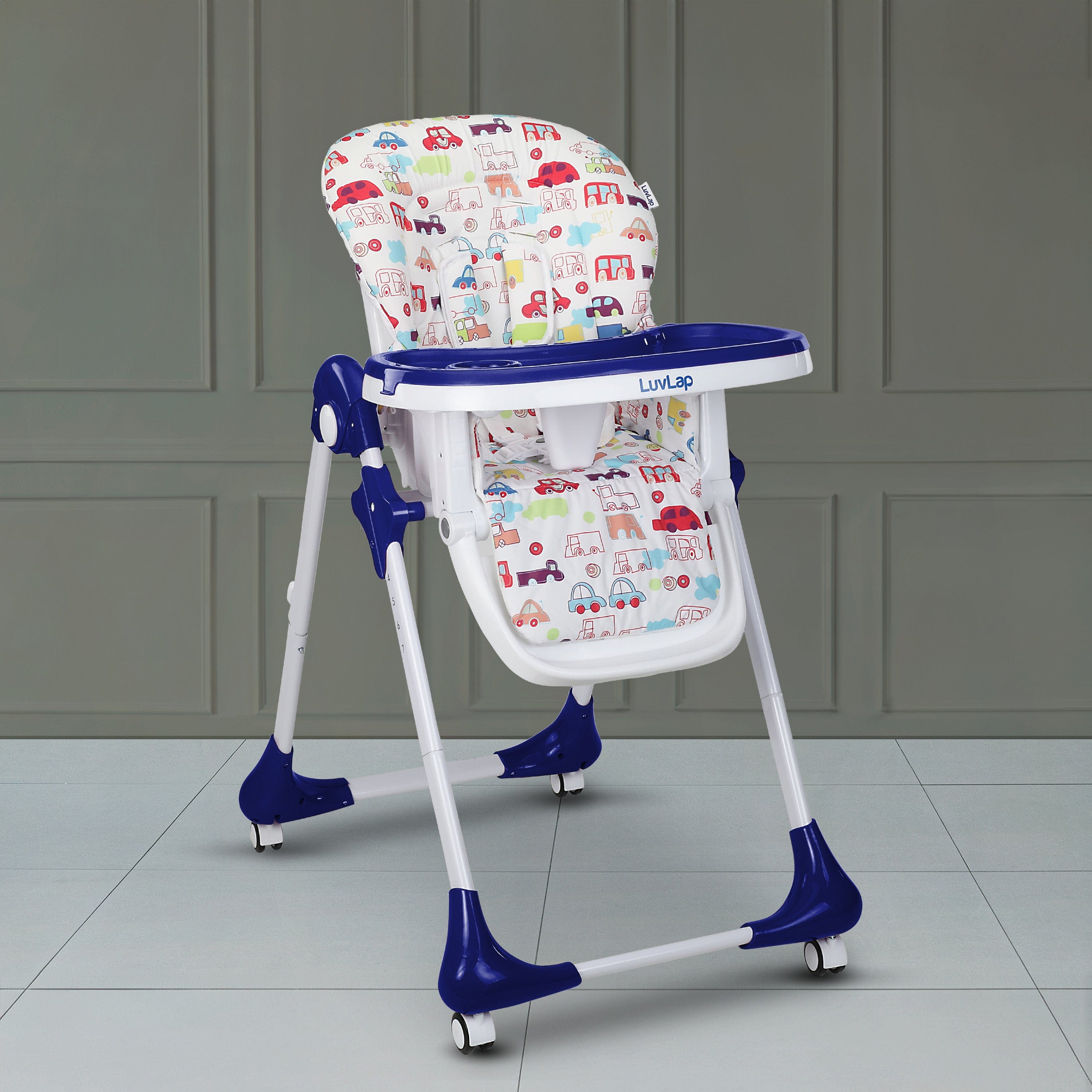 luvlap Royal High Chair for Baby, EN 71 Certified, 3 Position Recline, Baby Feeding Chair with 7 Level Height Adjustment, Adjustable Footrest, 6 Months+ (Blue)