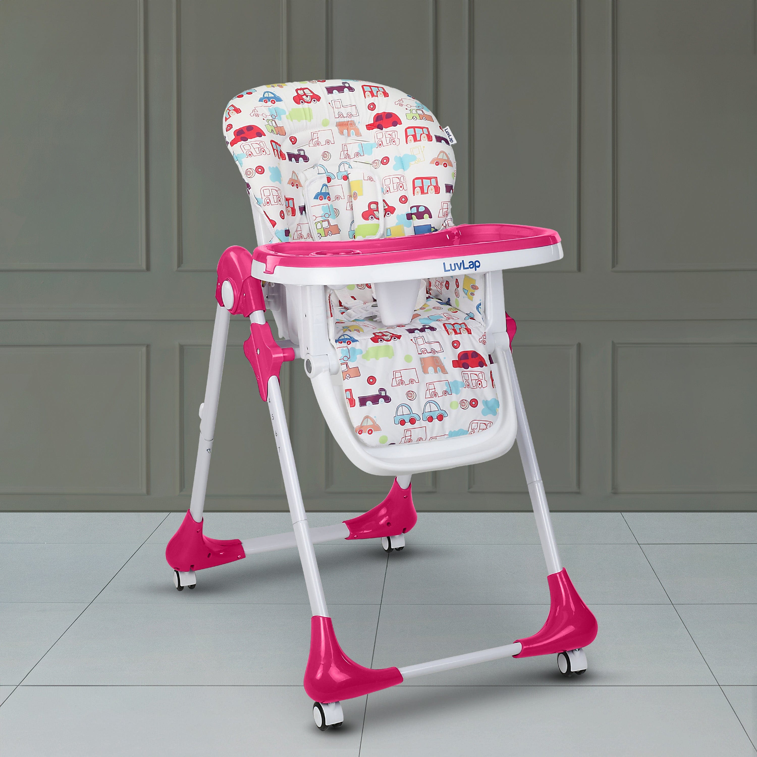 luvlap Royal High Chair for Baby, EN 71 Certified, 3 Position Recline, Baby Feeding Chair with 7 Level Height Adjustment, Adjustable Footrest, 6 Months+ (Pink)