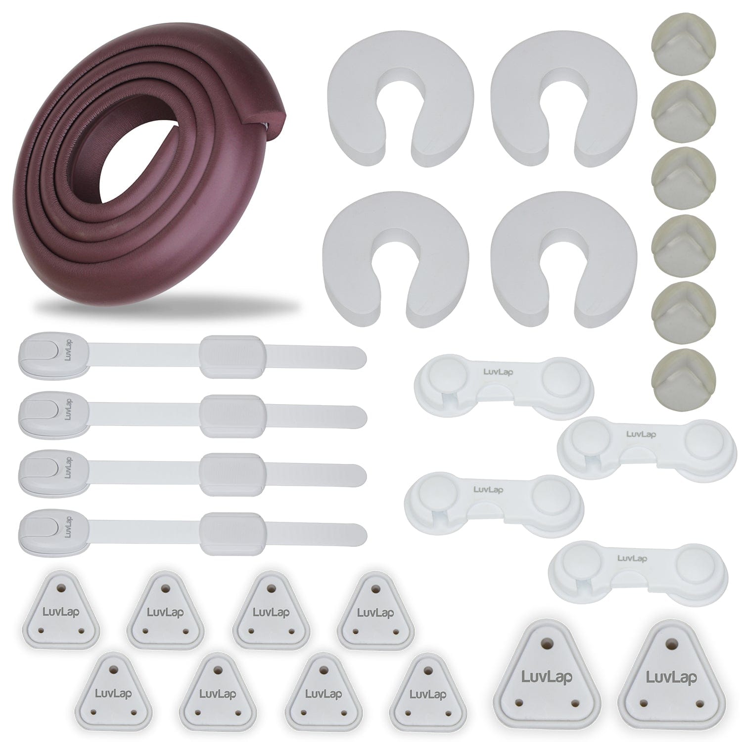 LuvLap Baby Safety Combo Pack - 2 Metre Edge Protector 4 Door Stoppers 6 Corner Guards 4 Cabinet Locks 4 Safety Locks 10 Socket Covers