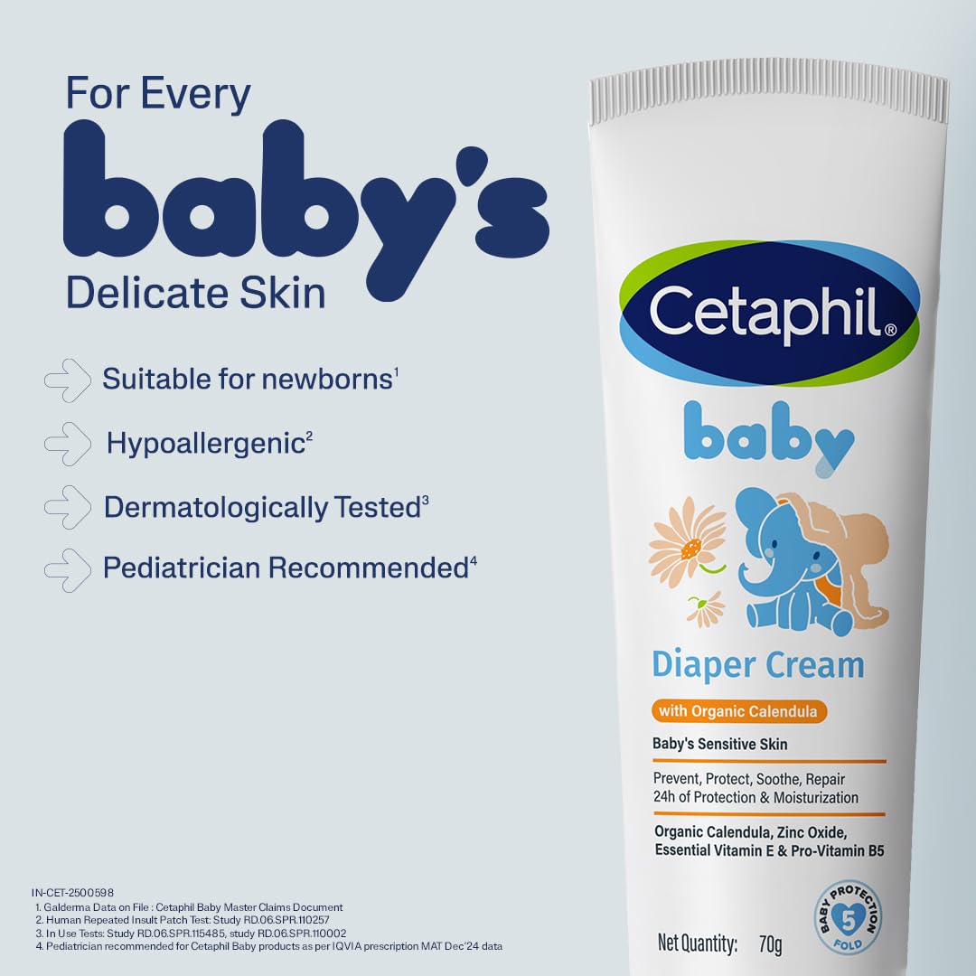Cetaphil Baby Diaper Cream – Soothing Protection with Organic Calendula (70g)