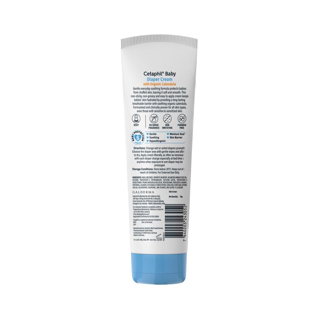Cetaphil Baby Diaper Cream – Soothing Protection with Organic Calendula (70g)