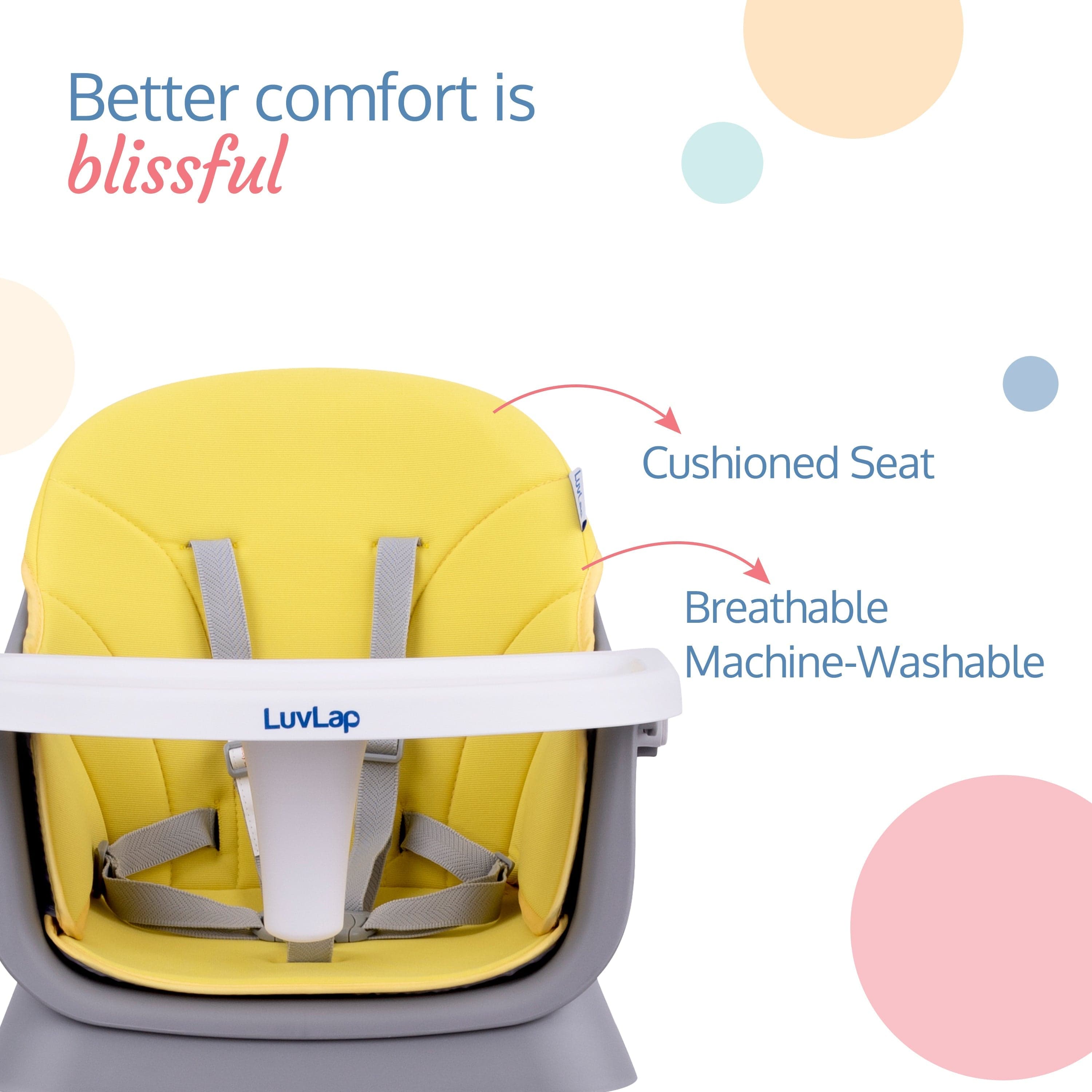 luvlap Multifunction 6 in 1 Baby high Chair ,Suitable for 6 to 36 Months (Grey and Yellow)