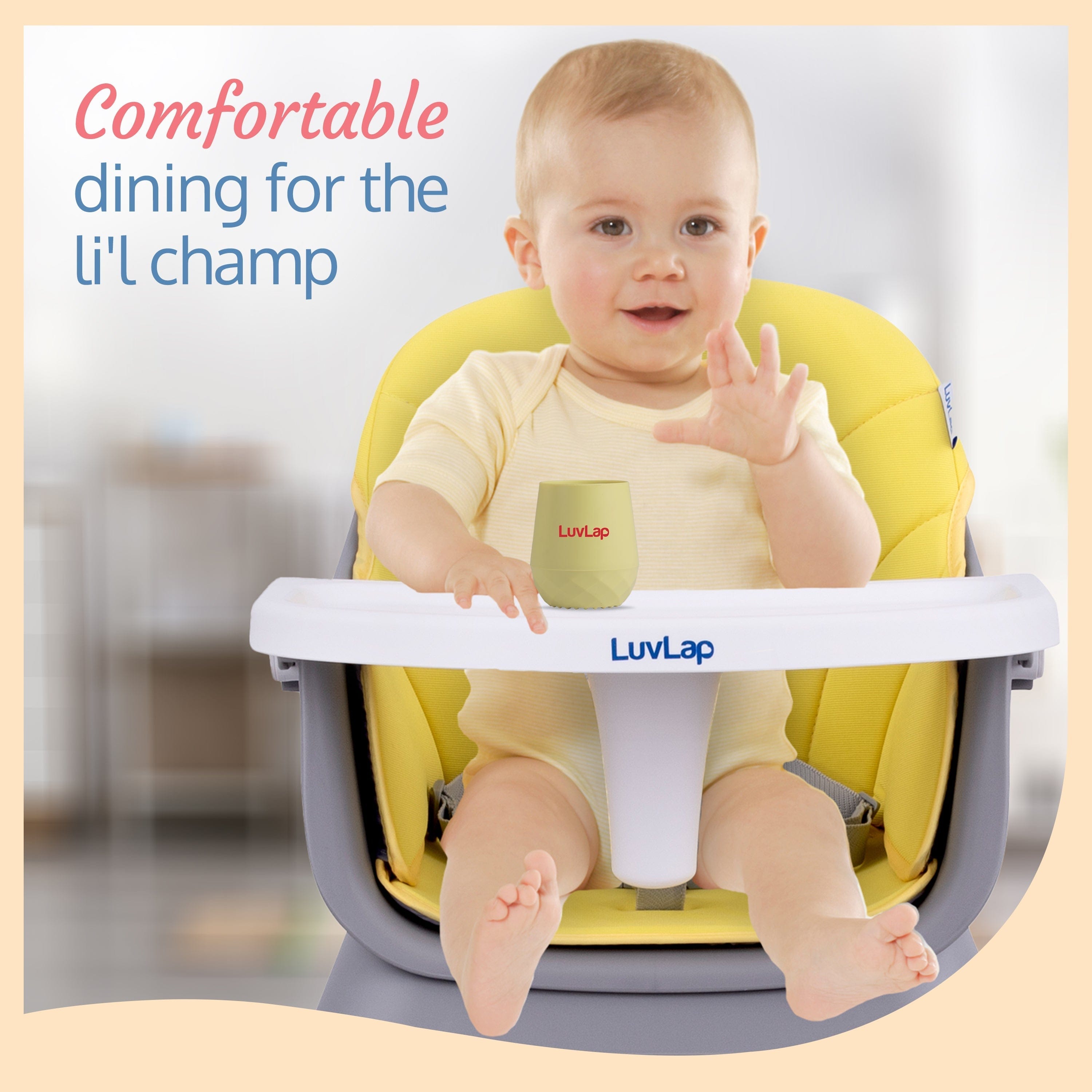 luvlap Multifunction 6 in 1 Baby high Chair ,Suitable for 6 to 36 Months (Grey and Yellow)