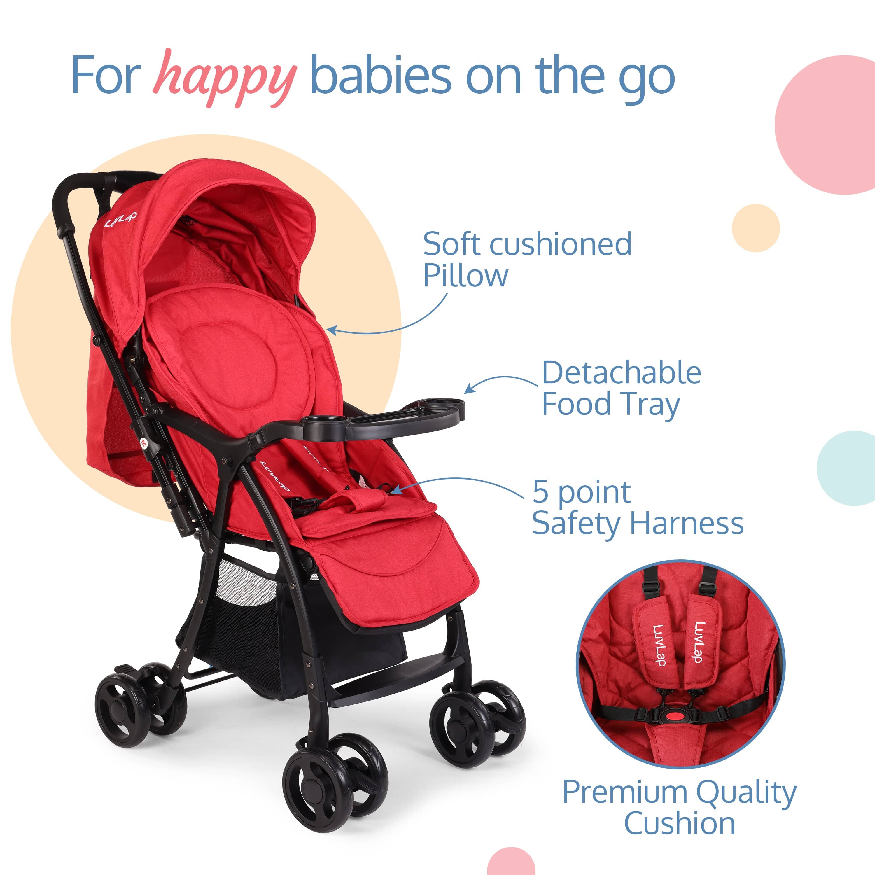 luvlap Spark Baby Stroller (Red)