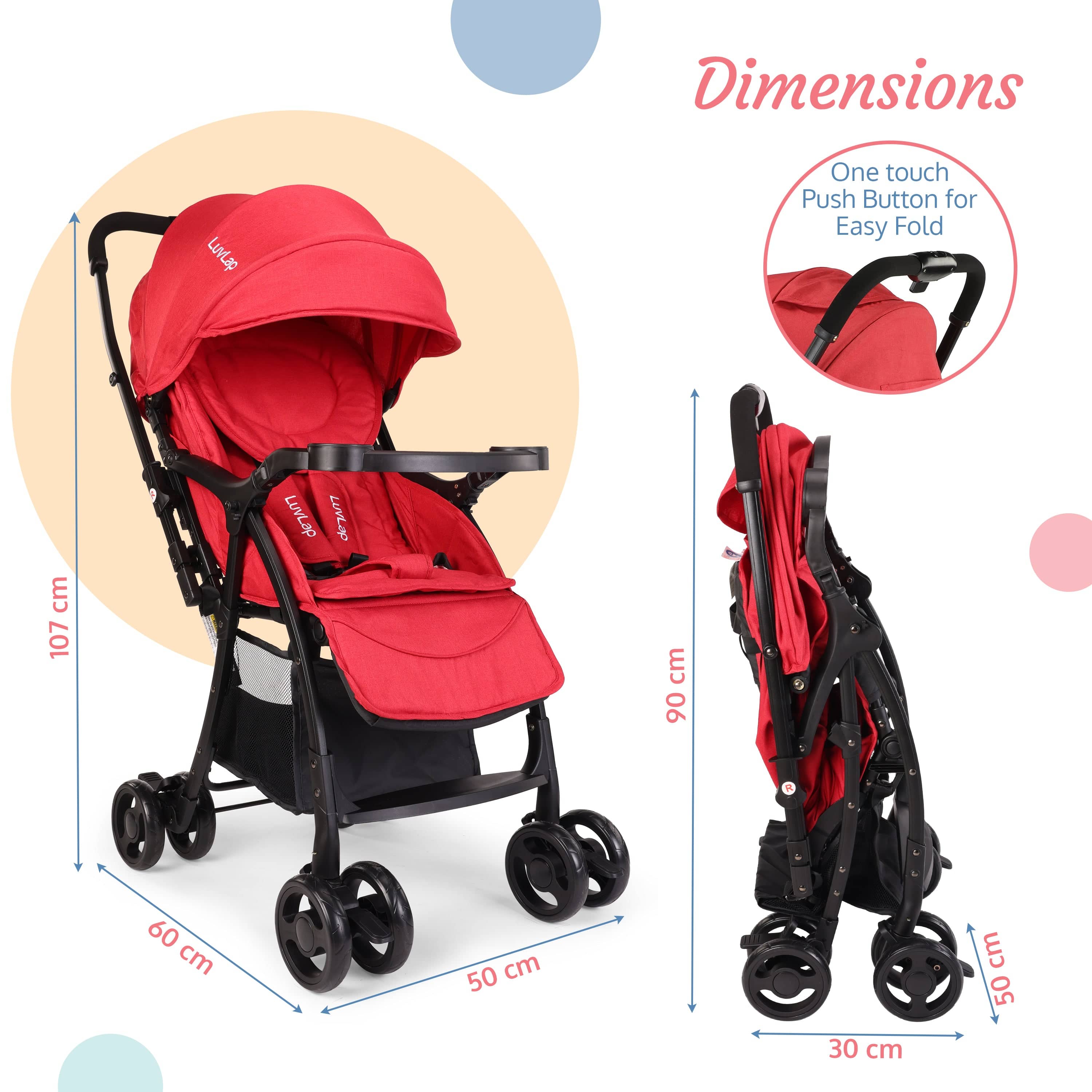 luvlap Spark Baby Stroller (Red)
