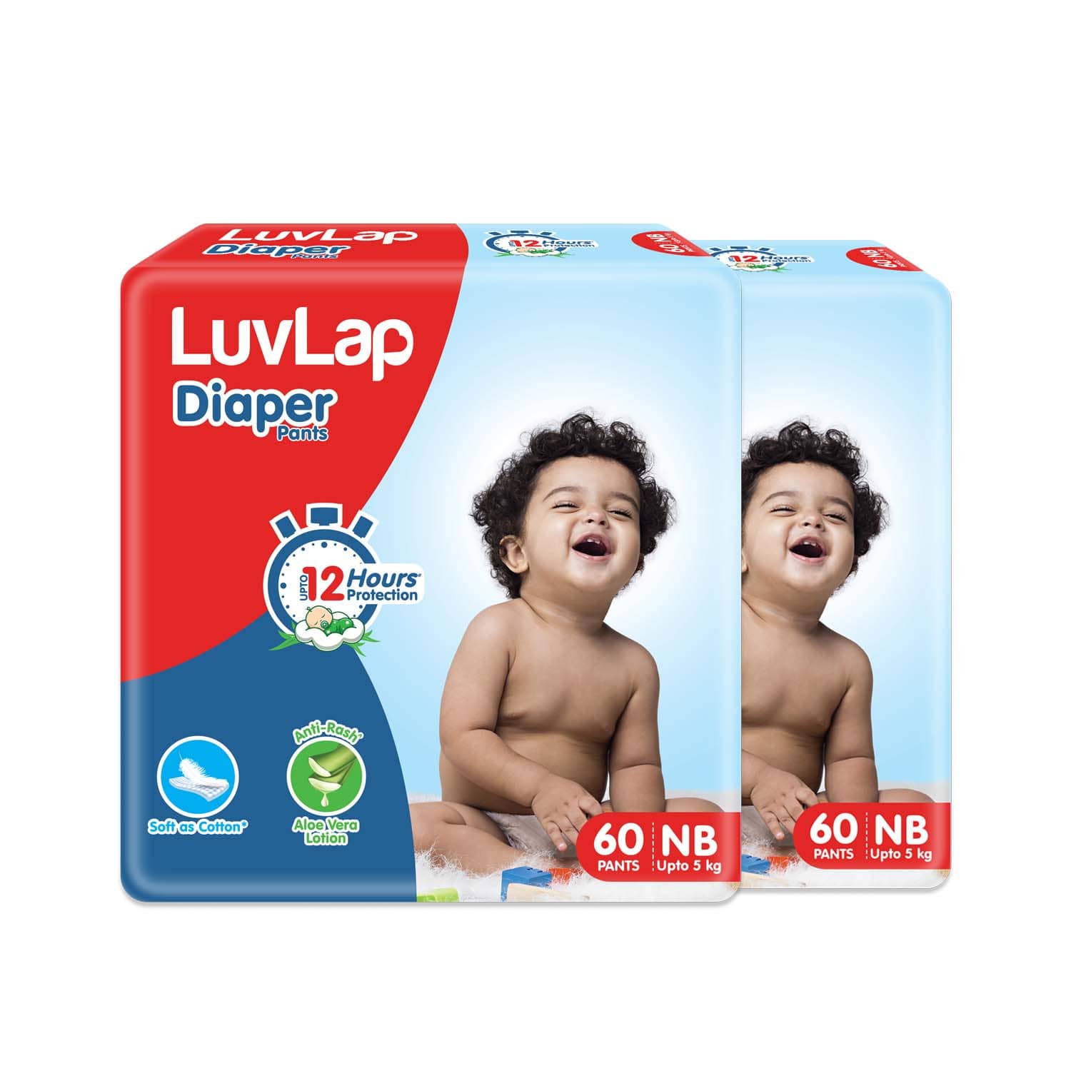 LuvLap Diaper Pants New Born (NB) 0 to 5kg, Super Jumbo Pack (60 Count x 2 = 120 Count)