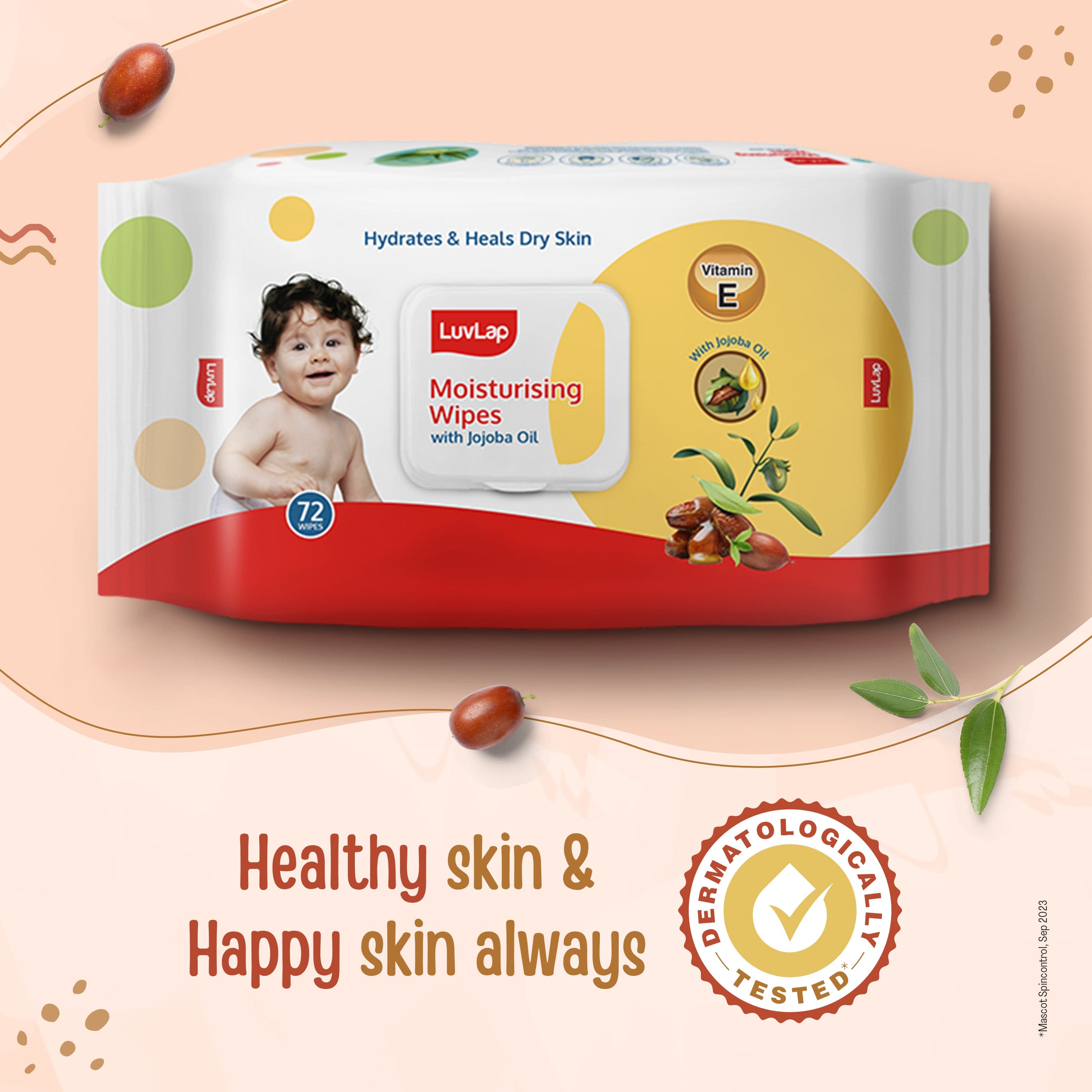 LuvLap Paraben Free Moisturizing Baby Wipes with Jojoba Oil (72 Wipes/Pack, Pack of 3, Buy 2 Get 1 Free)