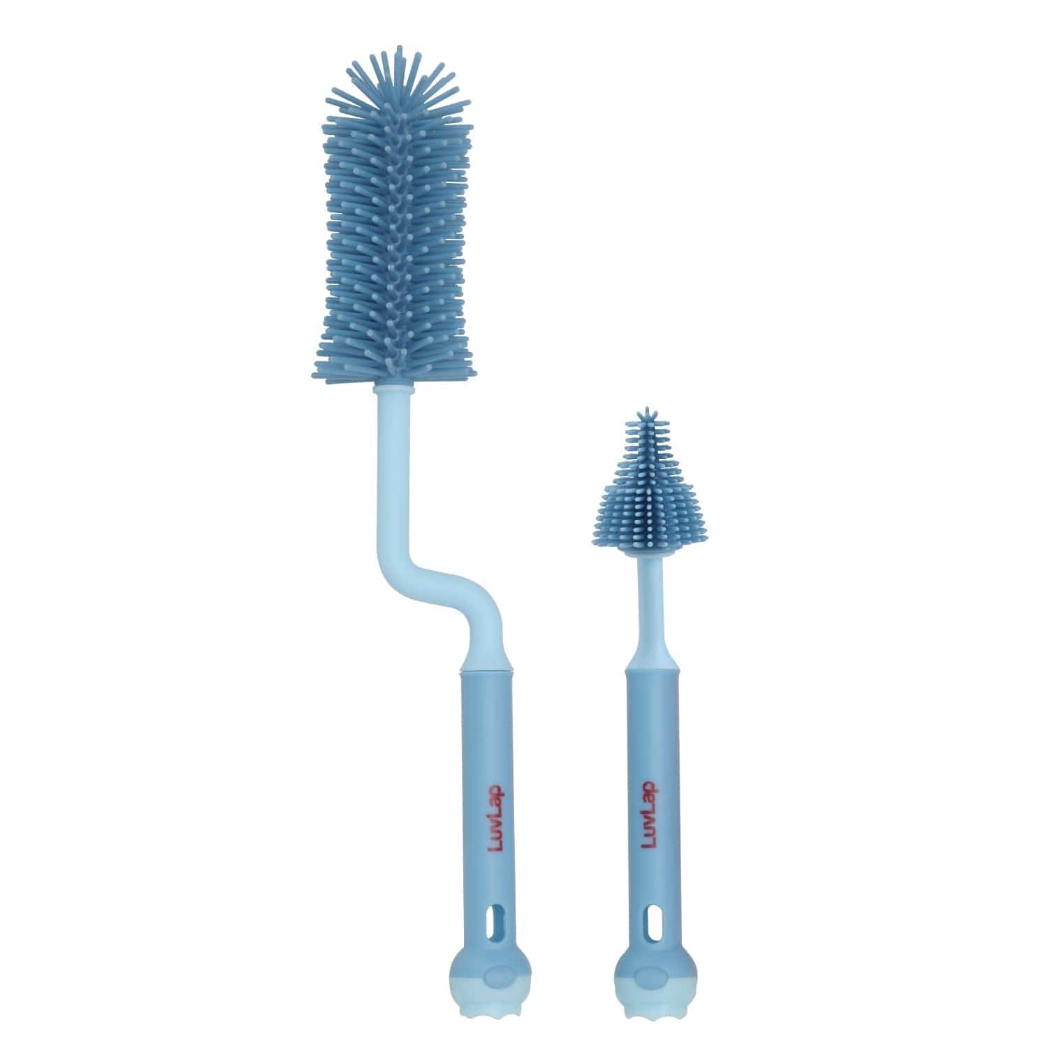 LuvLap Silicone Bristle Brush & Nipple Cleaner, Blue