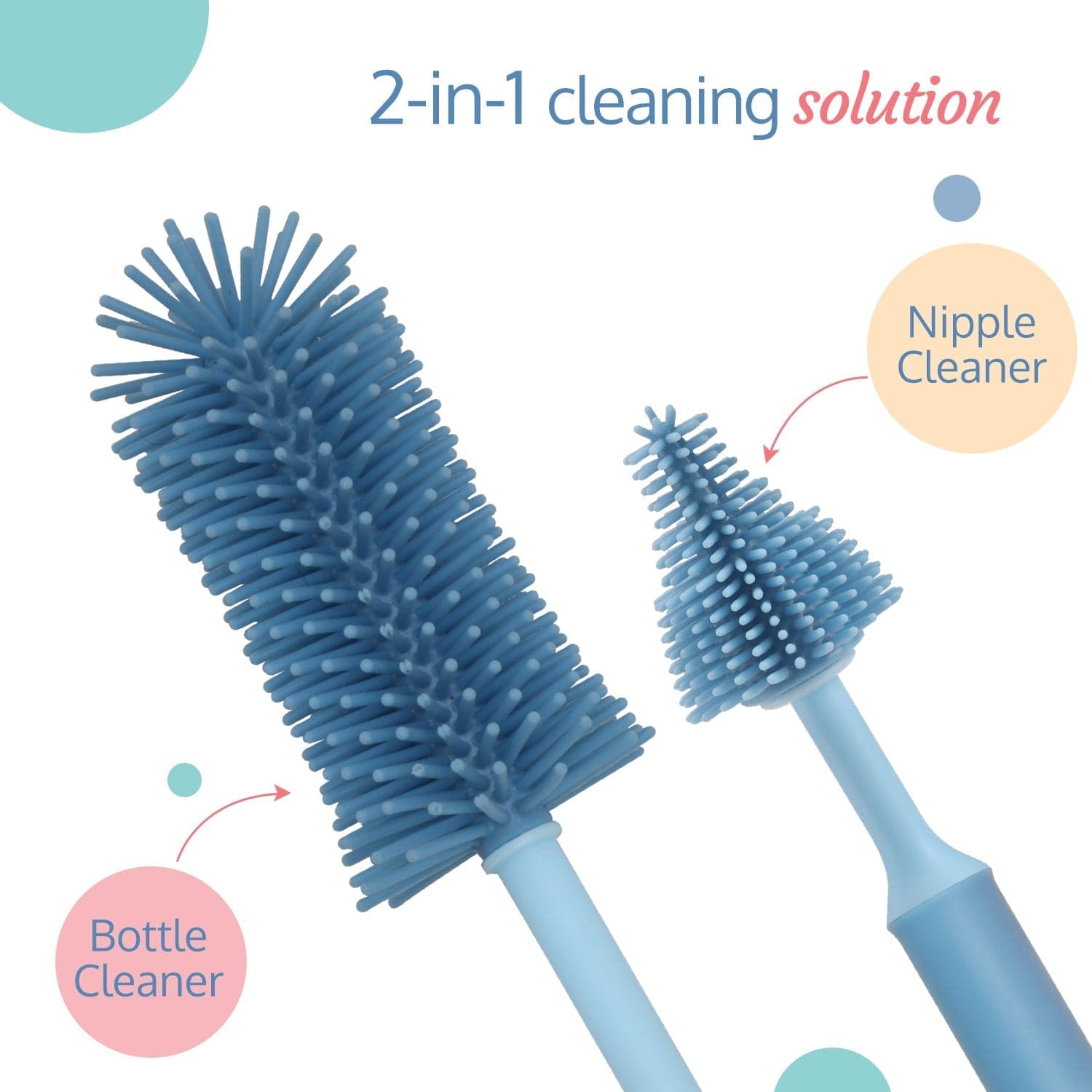 LuvLap Silicone Bristle Brush & Nipple Cleaner, Blue