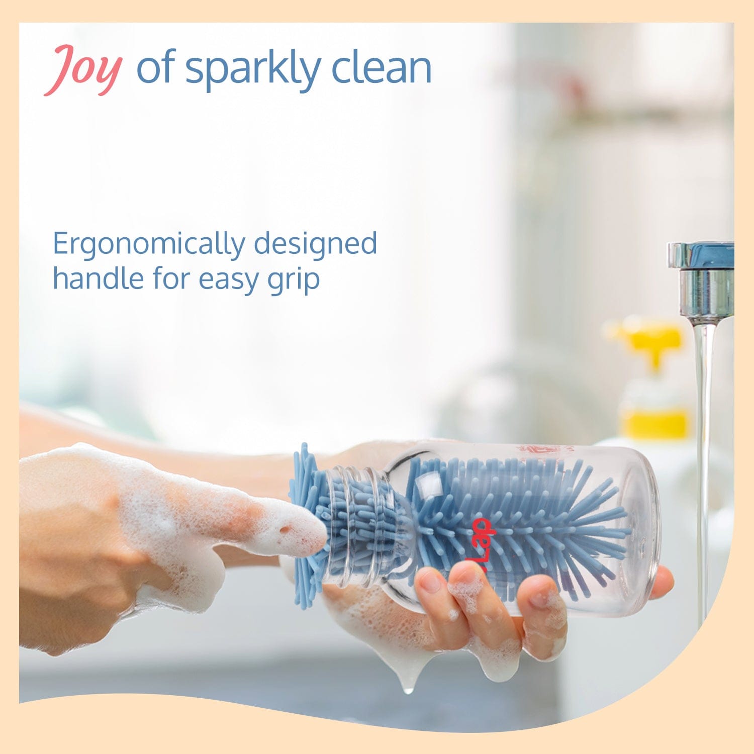 LuvLap Silicone Bristle Brush & Nipple Cleaner, Blue