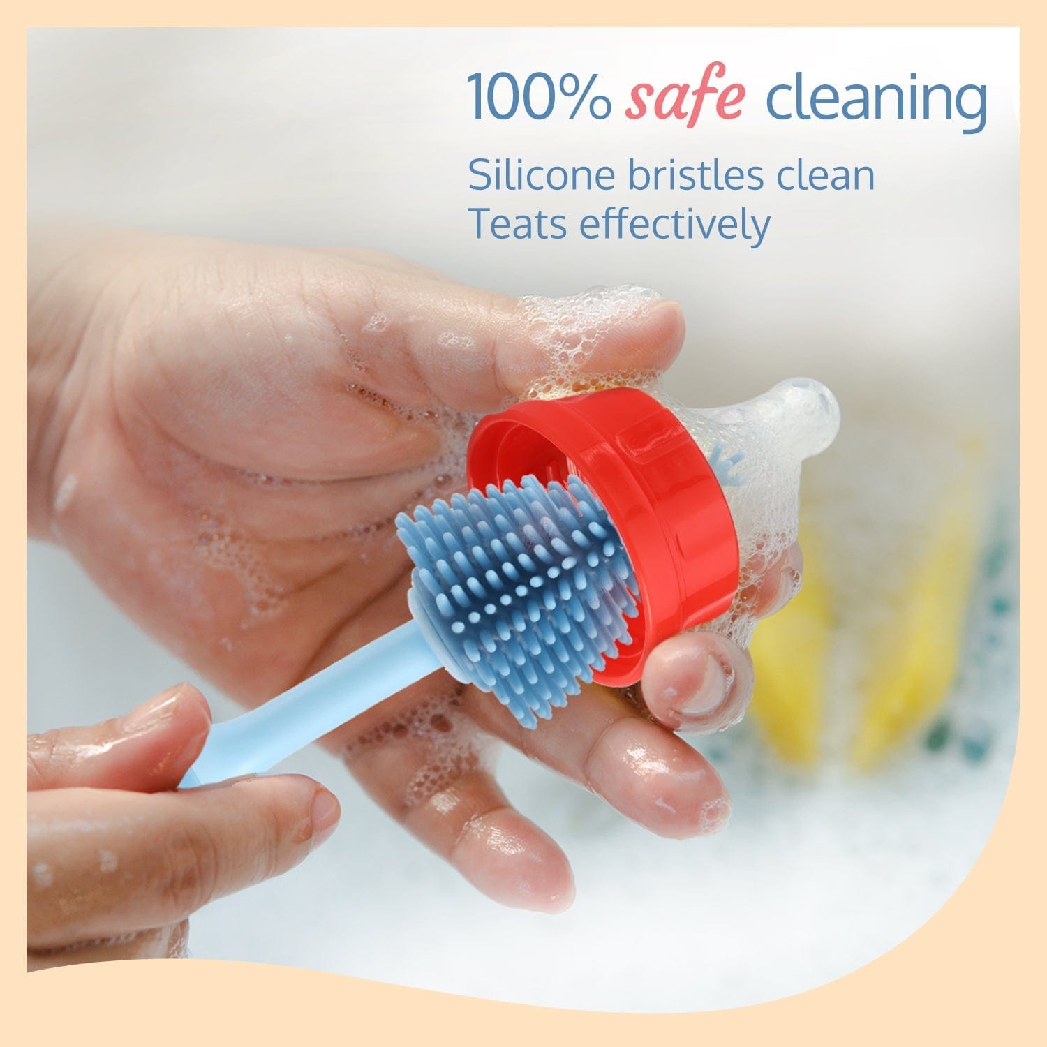 LuvLap Silicone Bristle Brush & Nipple Cleaner, Blue