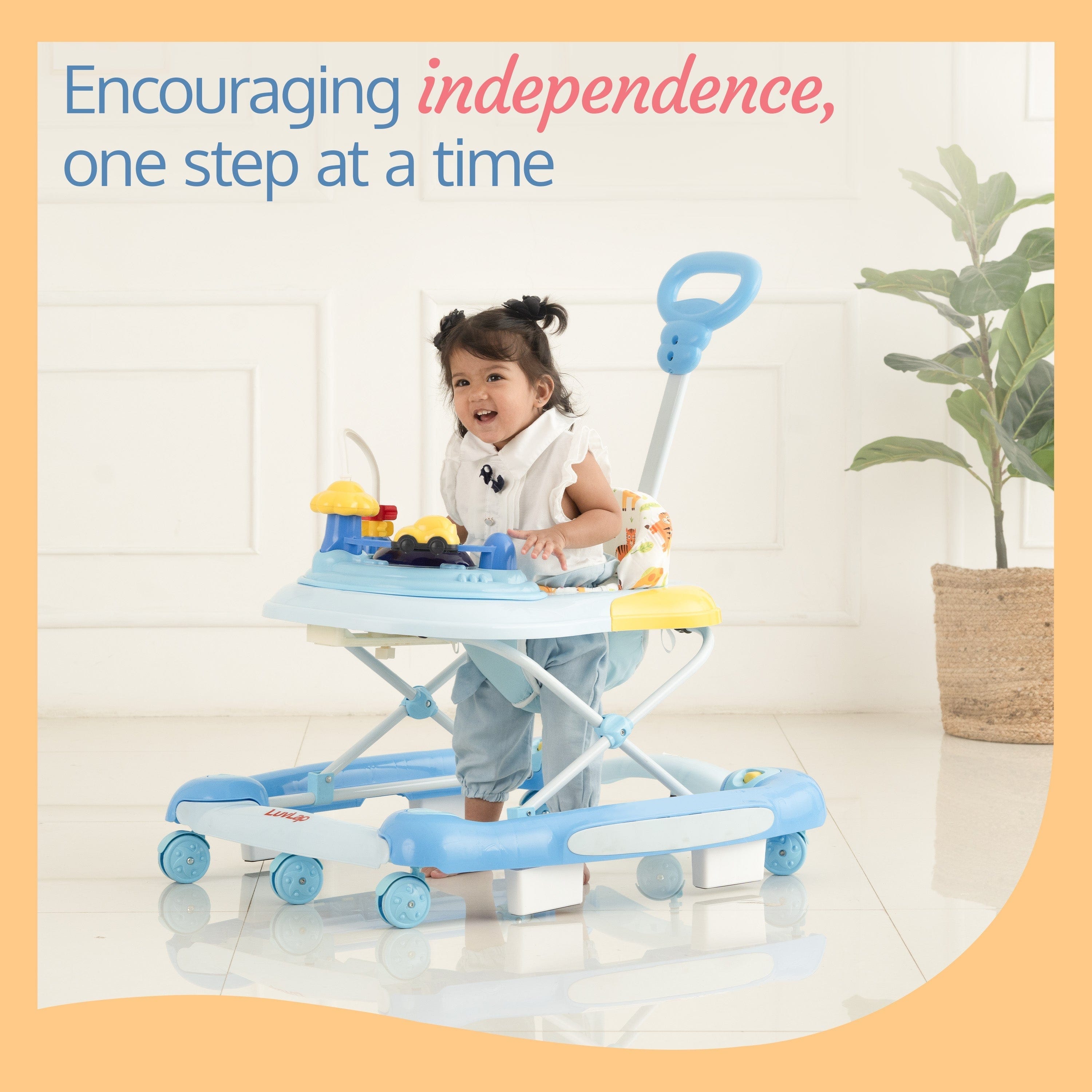 LuvLap Comfy Baby Walker & Rocker (Blue)