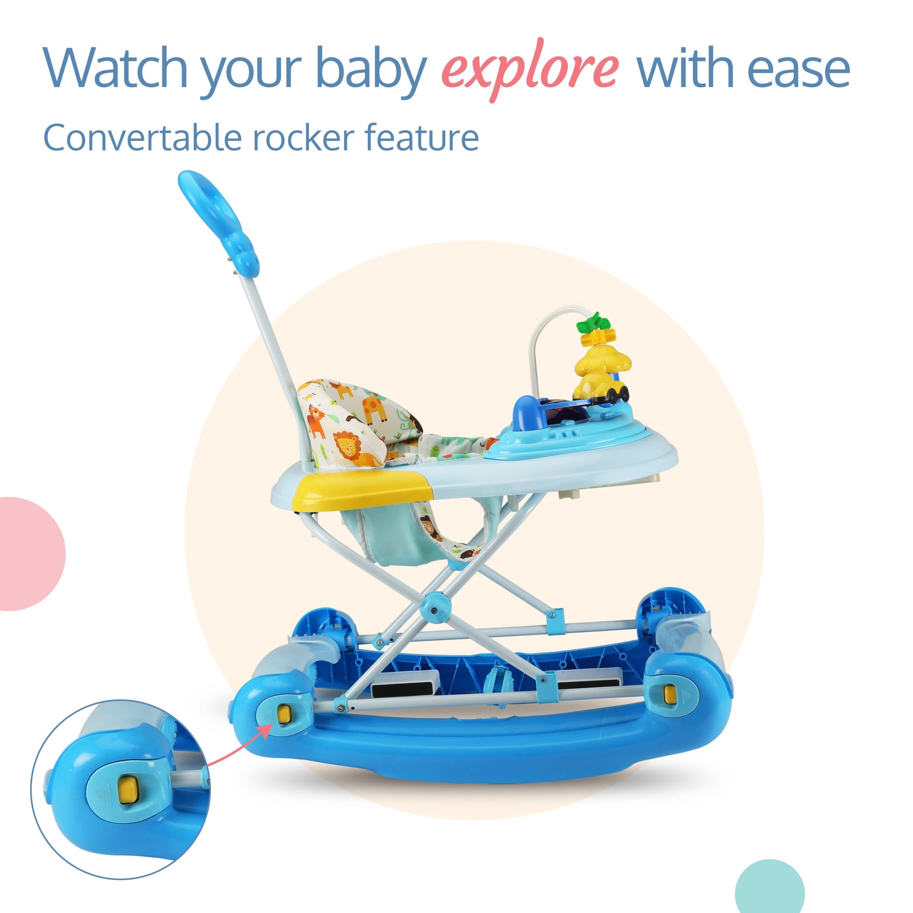 LuvLap Comfy Baby Walker & Rocker (Blue)