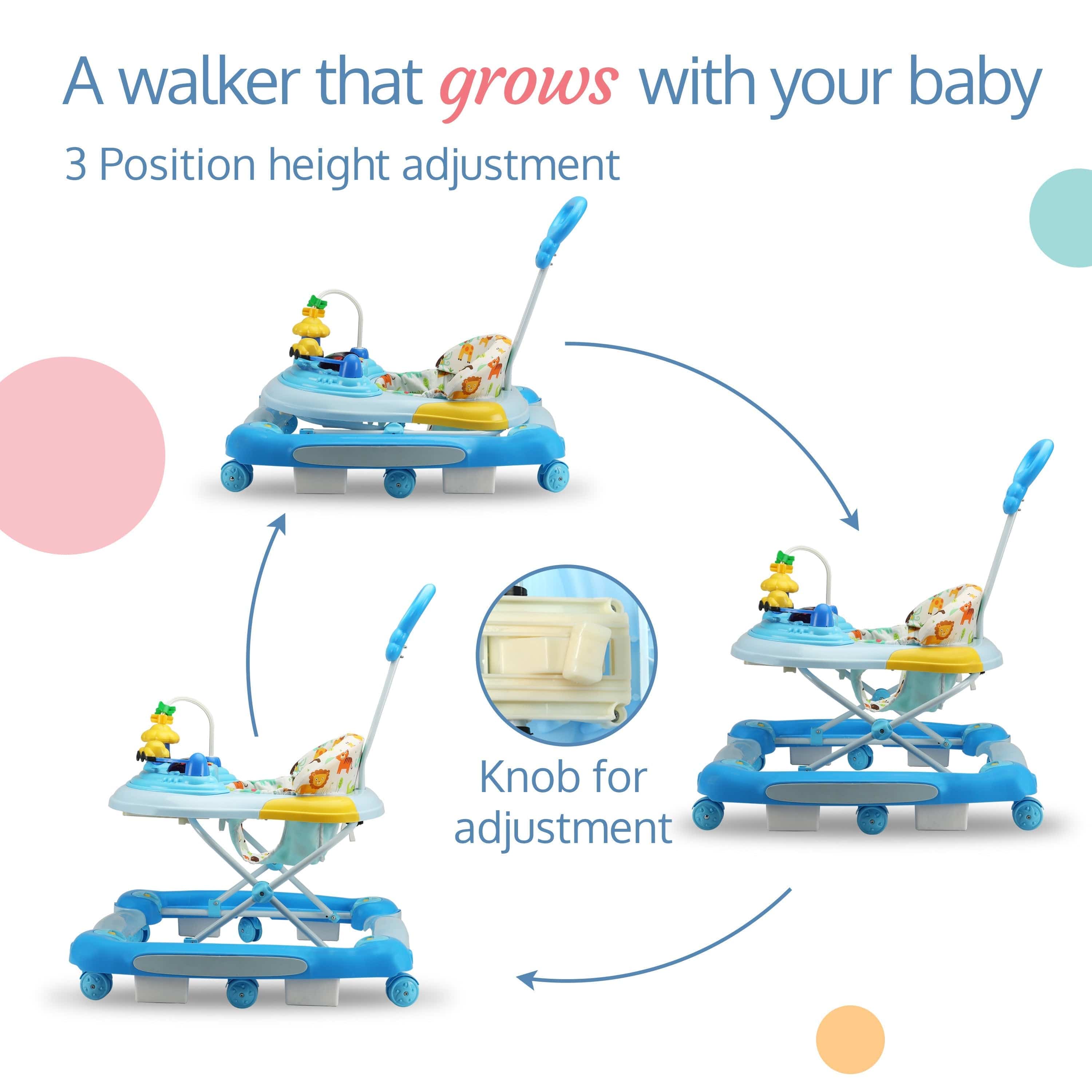 LuvLap Comfy Baby Walker & Rocker (Blue)