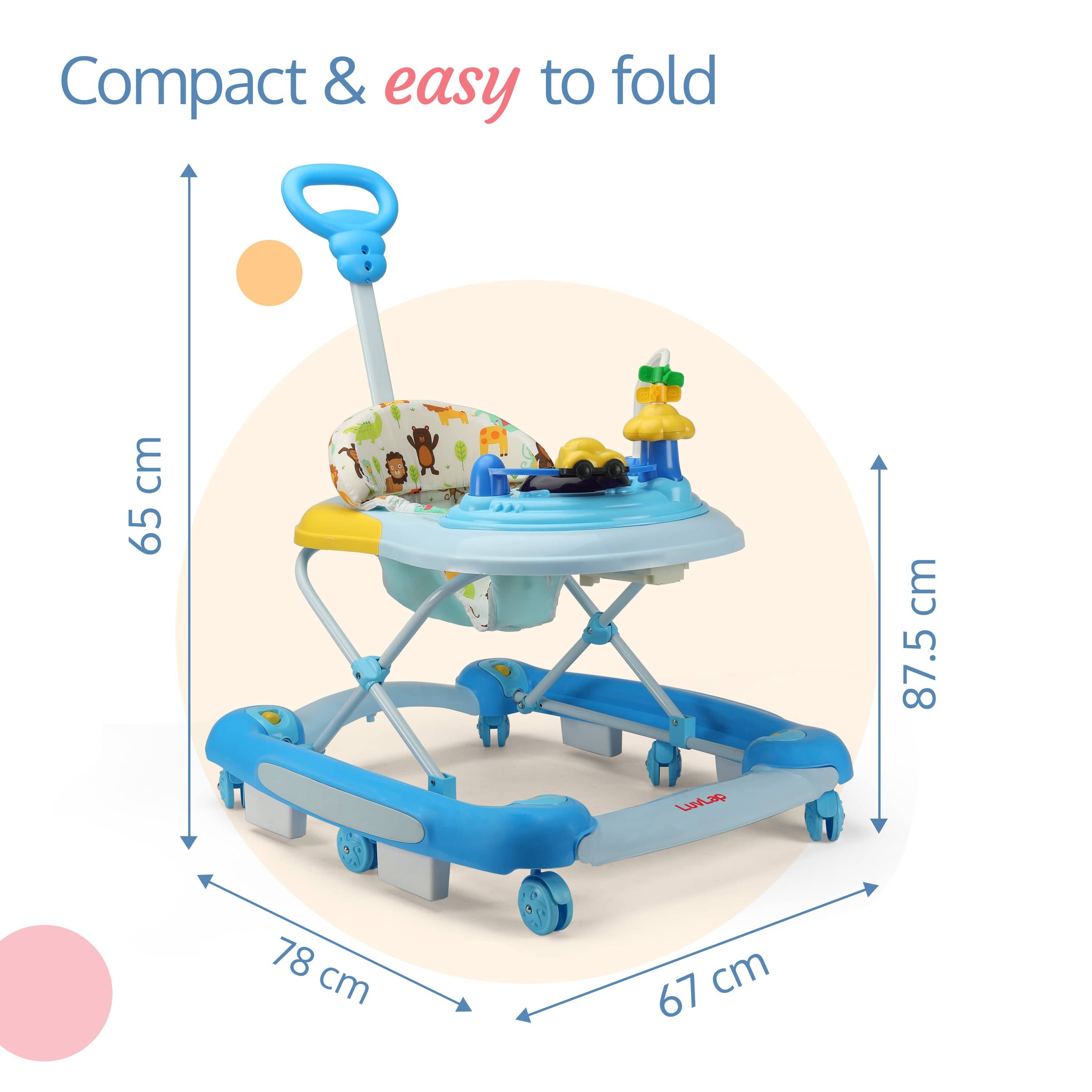 LuvLap Comfy Baby Walker & Rocker (Blue)