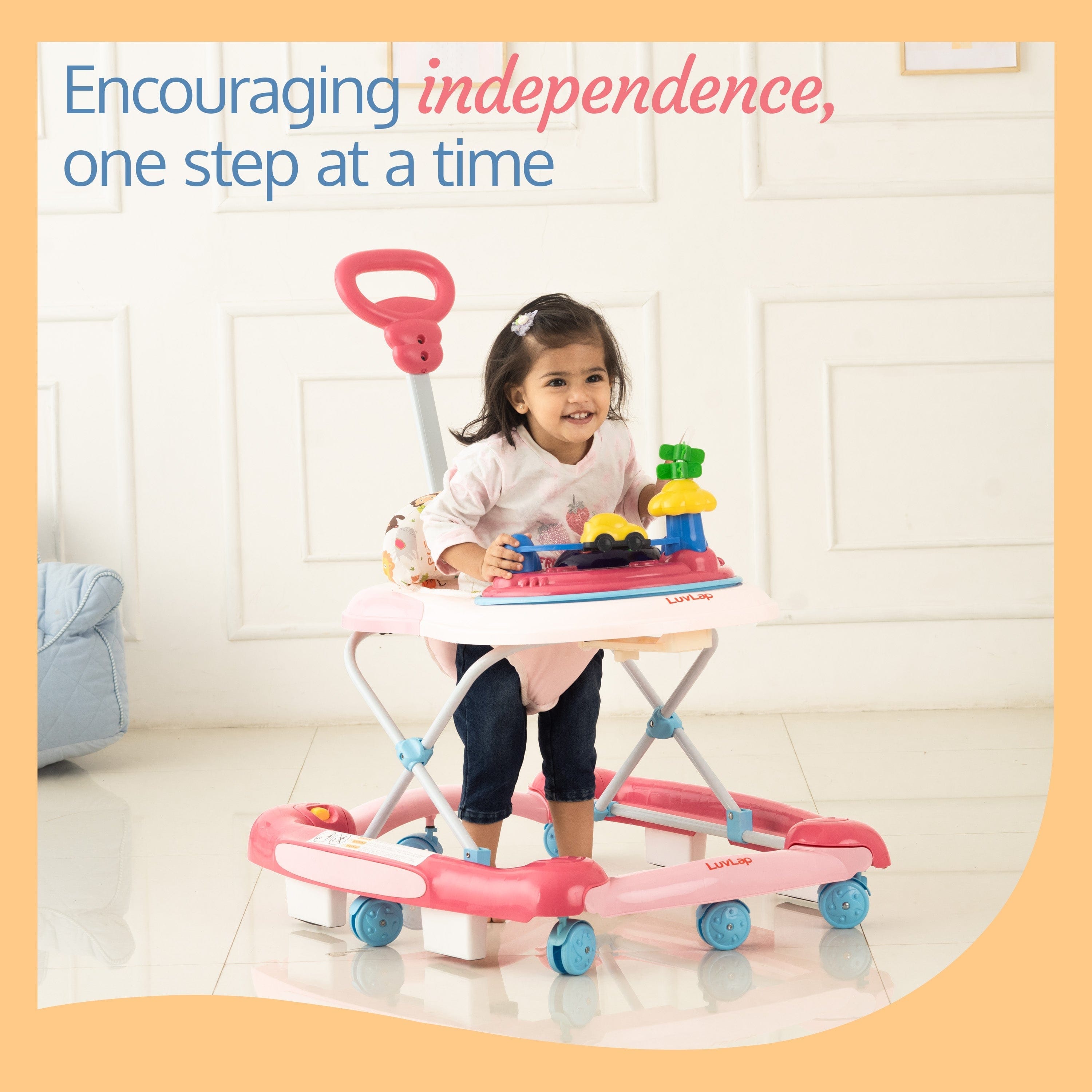 LuvLap Comfy Baby Walker & Rocker (Pink)