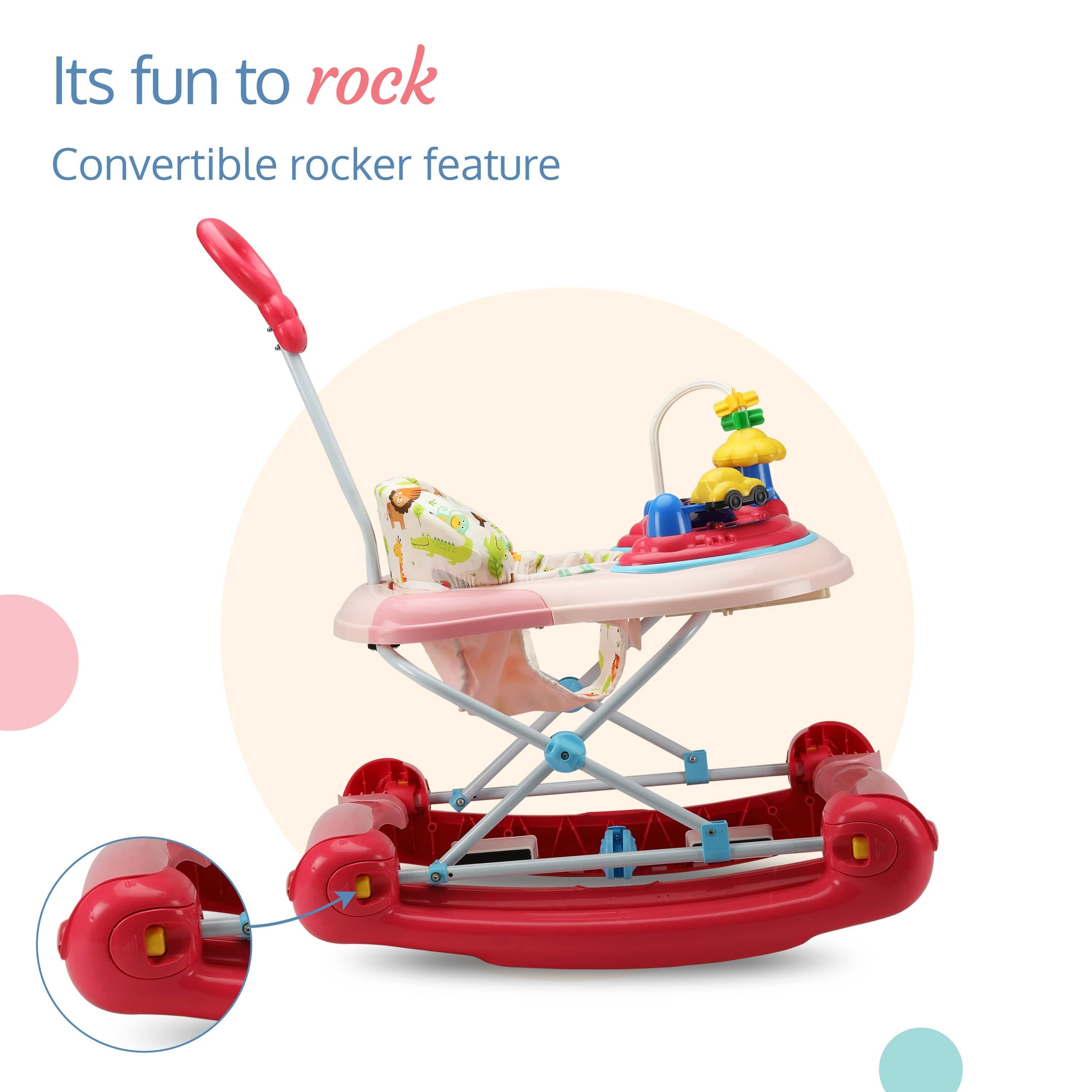 LuvLap Comfy Baby Walker & Rocker (Pink)